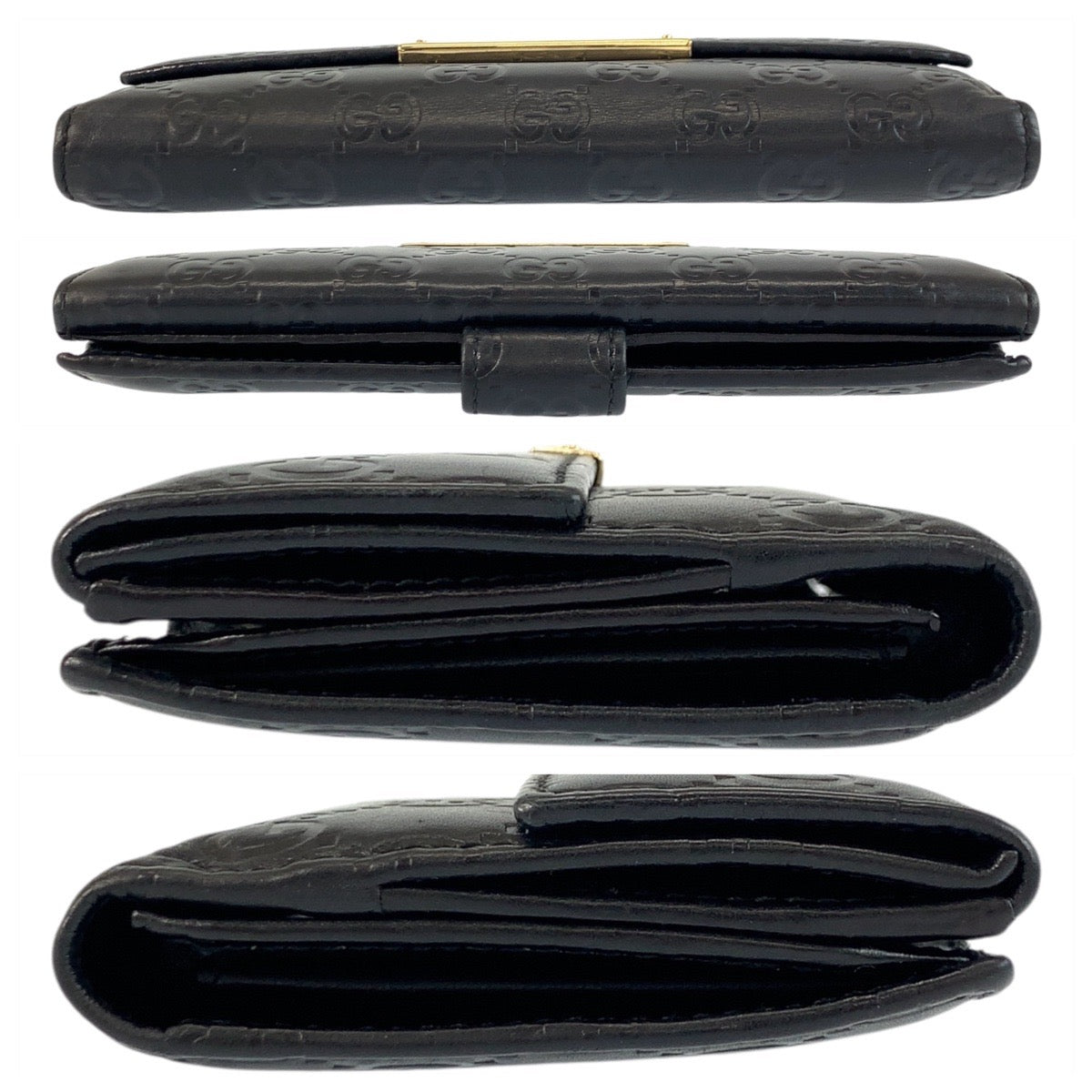 19424
GUCCI グッチ グッチシマ ブラック 黒 ゴールド金具 レザー 112715 長財布 ロングウォレット  レディース AB