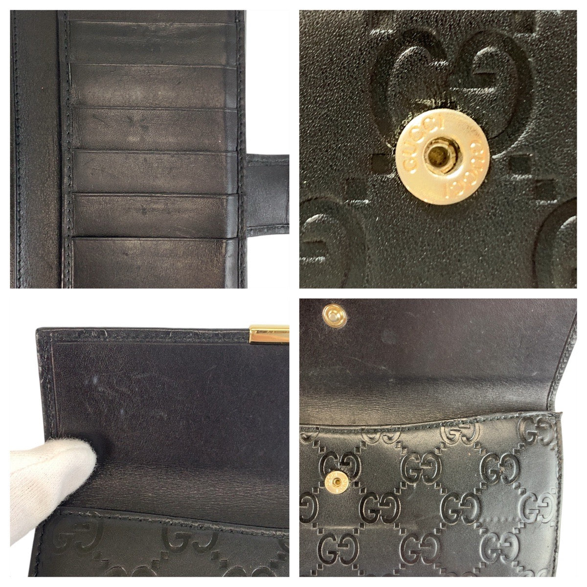 19424
GUCCI グッチ グッチシマ ブラック 黒 ゴールド金具 レザー 112715 長財布 ロングウォレット  レディース AB