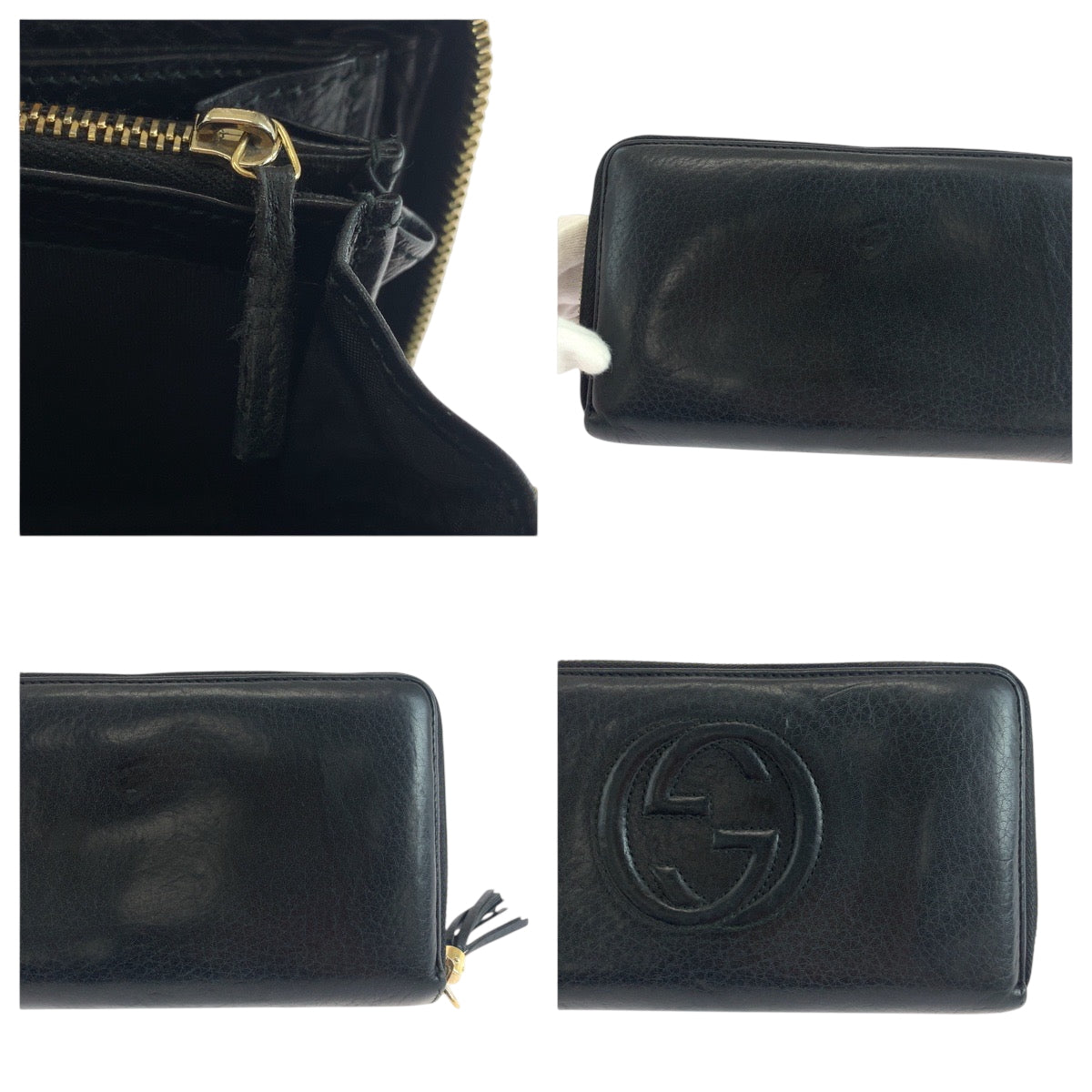 19425
GUCCI グッチ ソーホー インターロッキング ブラック 黒 ゴールド金具 レザー 308280 長財布 ラウンドファスナー  レディース AB