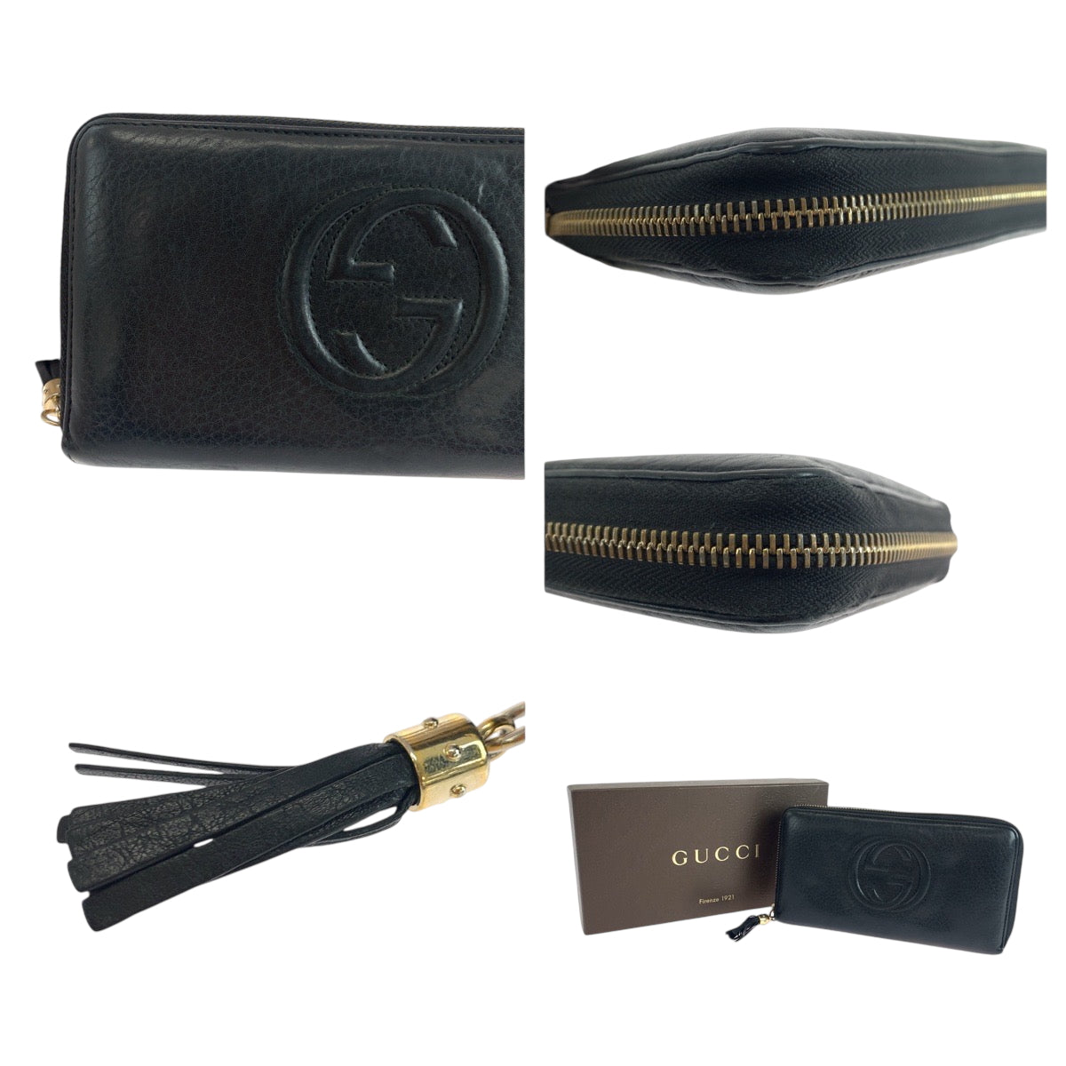 19425
GUCCI グッチ ソーホー インターロッキング ブラック 黒 ゴールド金具 レザー 308280 長財布 ラウンドファスナー  レディース AB