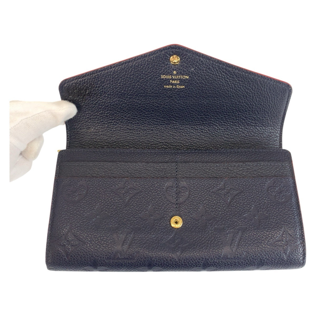 19426
LOUIS VUITTON ルイヴィトン モノグラム アンプラント ポルトフォイユ サラ ネイビー ゴールド金具 レザー M62125 長財布 ロングウォレット  レディース ABP27