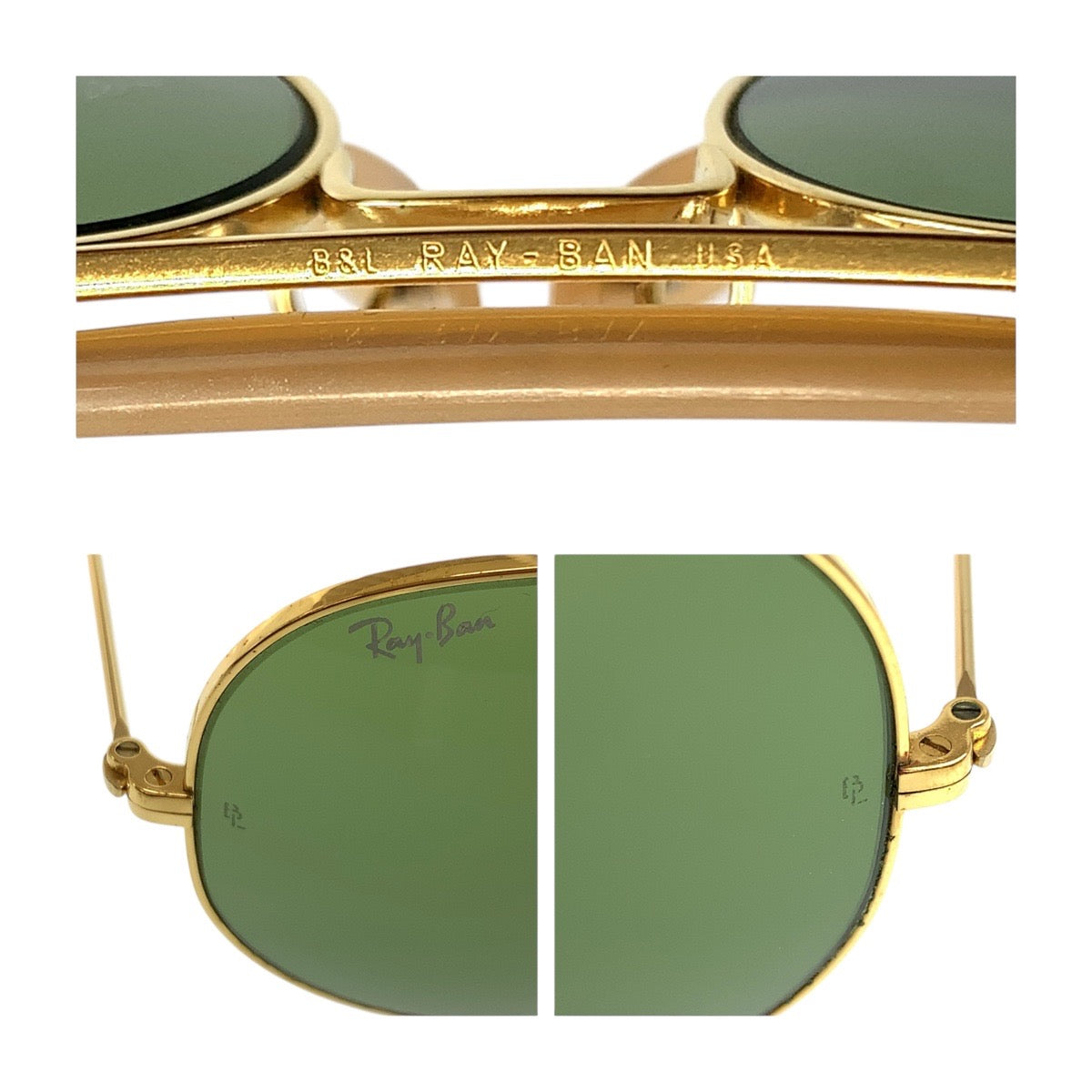 19432
Ray-Ban レイバン ヴィンテージ B&L RAY-BAN U.S.A グリーン ゴールド金具 ガラス / メタル サングラス ティアドロップ  メンズ AB16