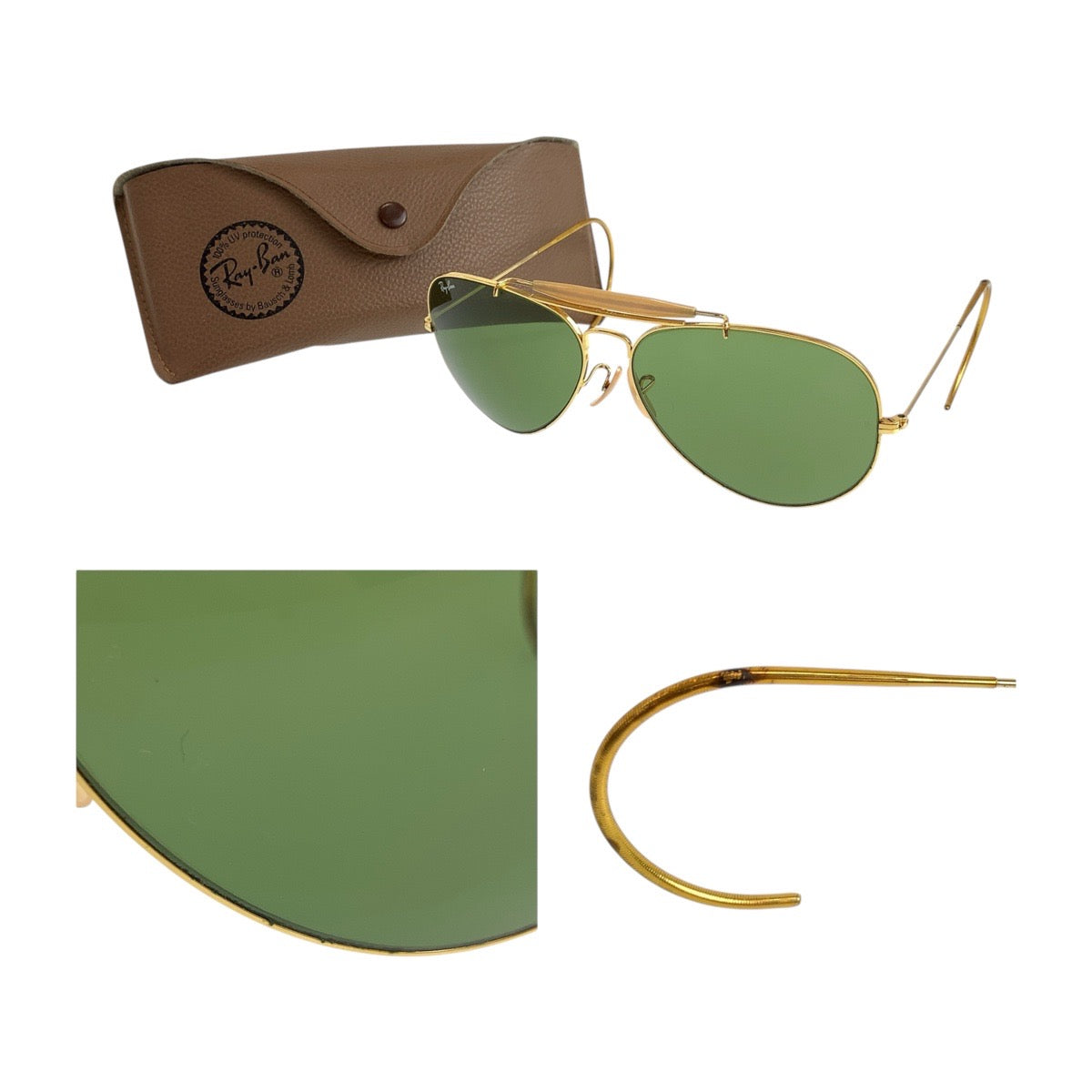 19432
Ray-Ban レイバン ヴィンテージ B&L RAY-BAN U.S.A グリーン ゴールド金具 ガラス / メタル サングラス ティアドロップ  メンズ AB16