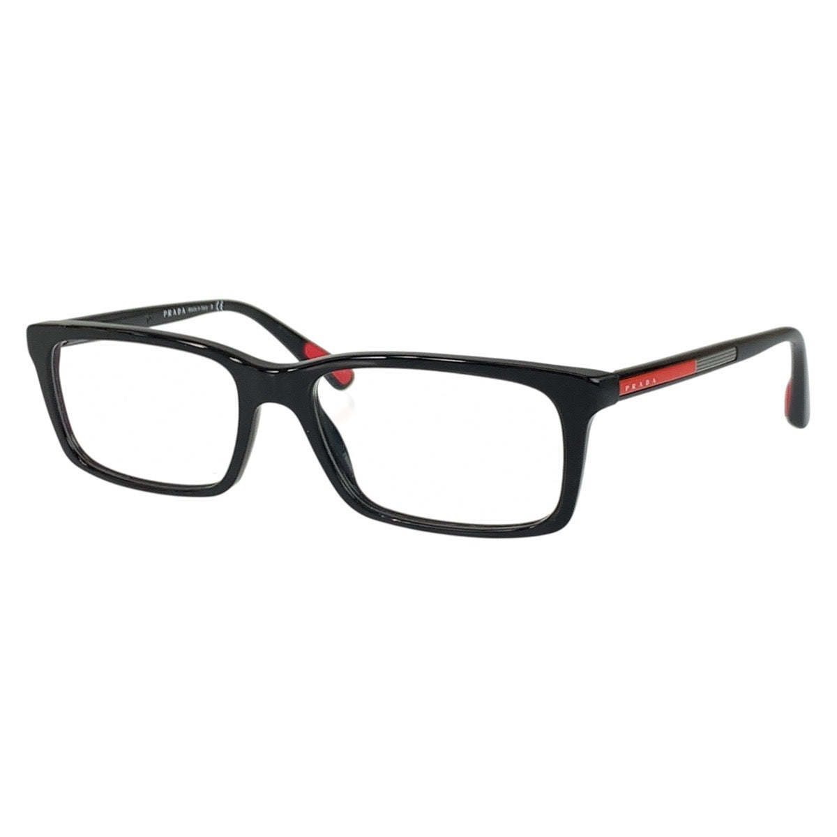 19434
PRADA プラダ リネアロッサ ブラック 黒 レッド プラスチック VPS 02C 55▫︎17 1AB-101 140 メガネ メガネフレーム 男女兼用  メンズ ABP9
