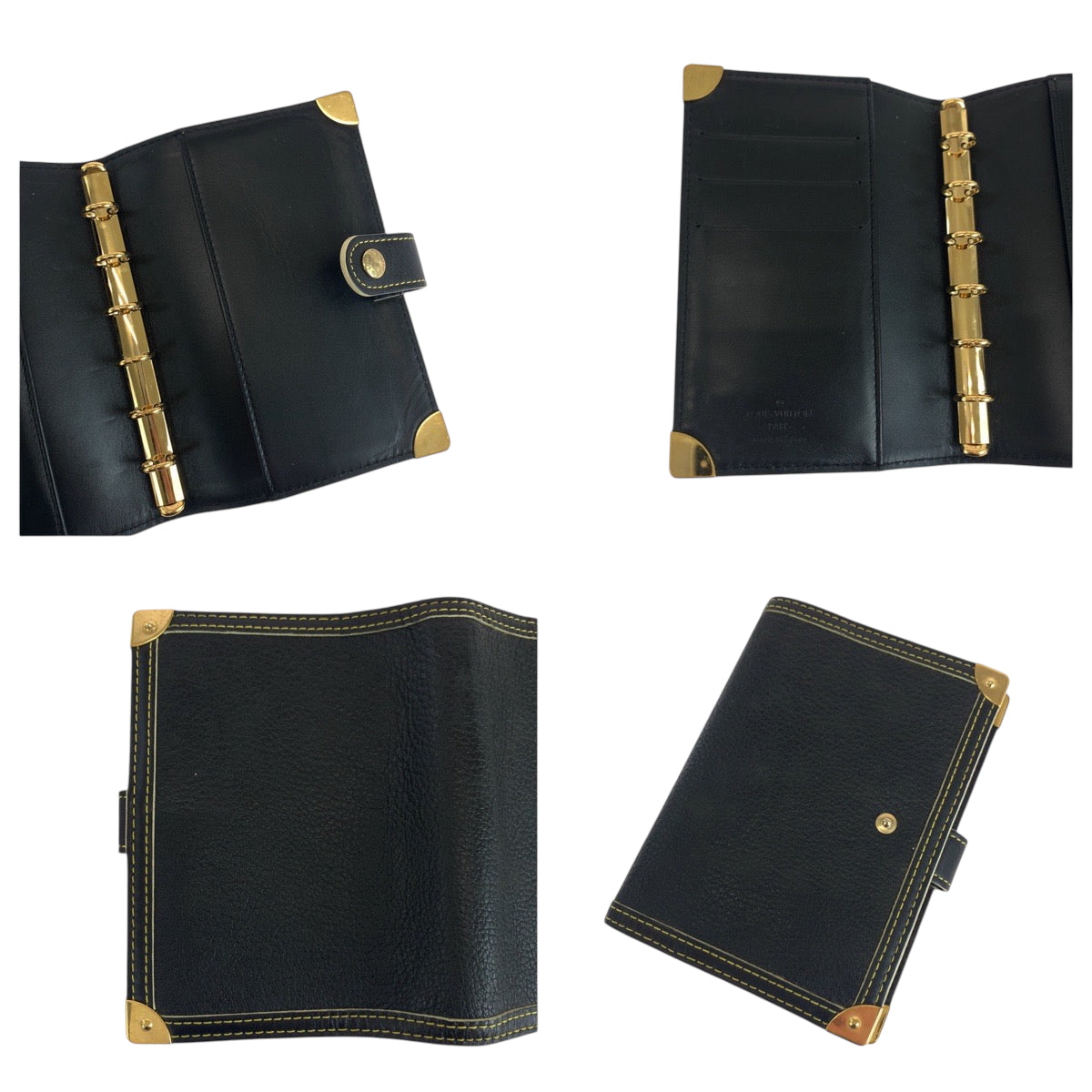 19461
LOUIS VUITTON ルイヴィトン スハリ アジェンダPM ブラック 黒 ゴールド金具 レザー R20884 手帳カバー 6穴式  メンズ AB13