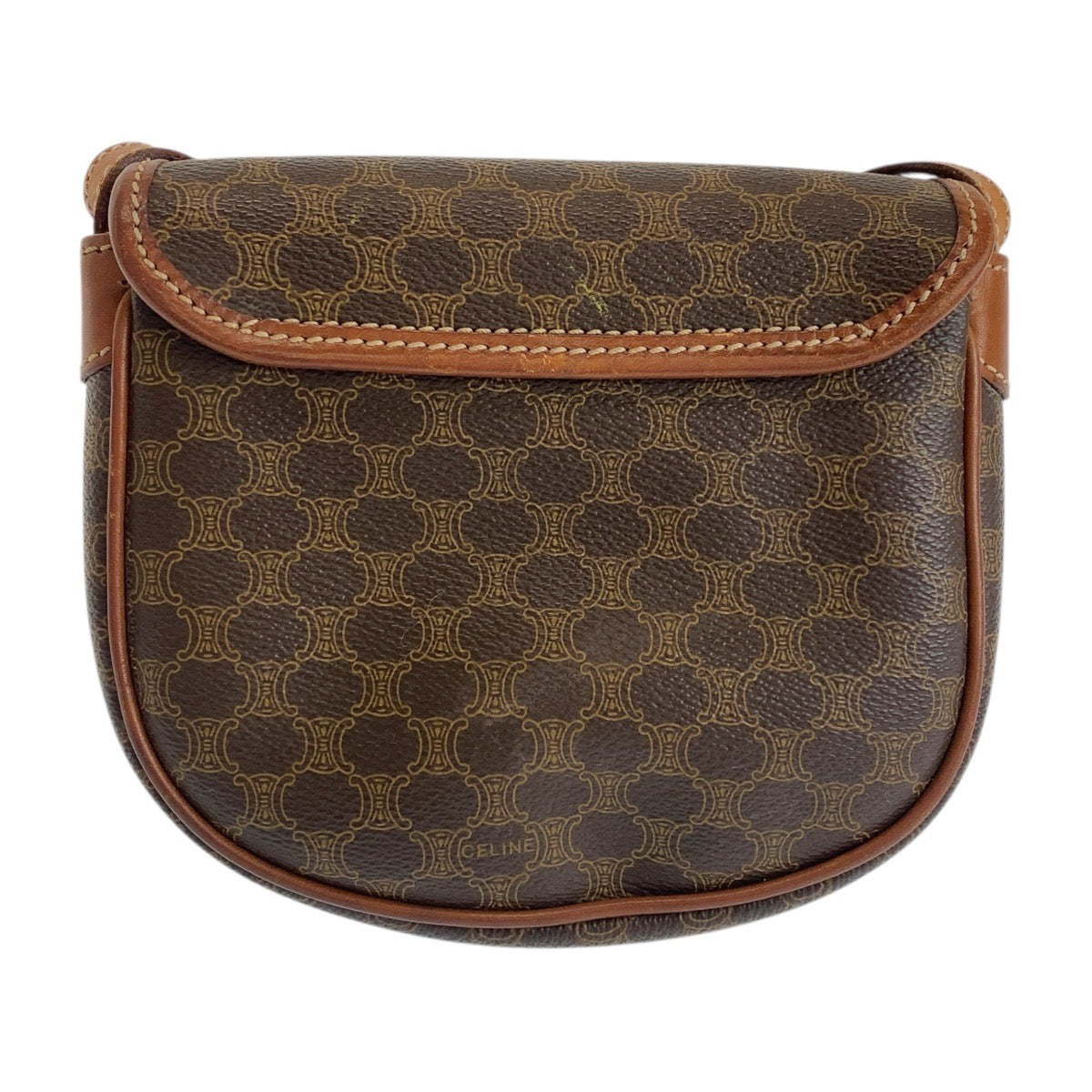 19478
CELINE セリーヌ ヴィンテージ マカダム ブラウン ゴールド金具 PVC / レザー M06 ショルダーバッグ ポシェット レディース ABP34
