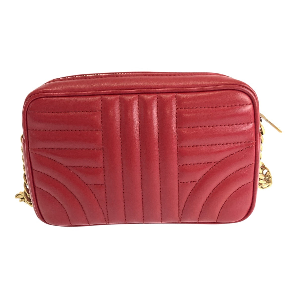 19480
PRADA プラダ ダイアグラム ロゴ レッド ゴールド金具 レザー 1BH084 ショルダーバッグ ポシェット  レディース A89