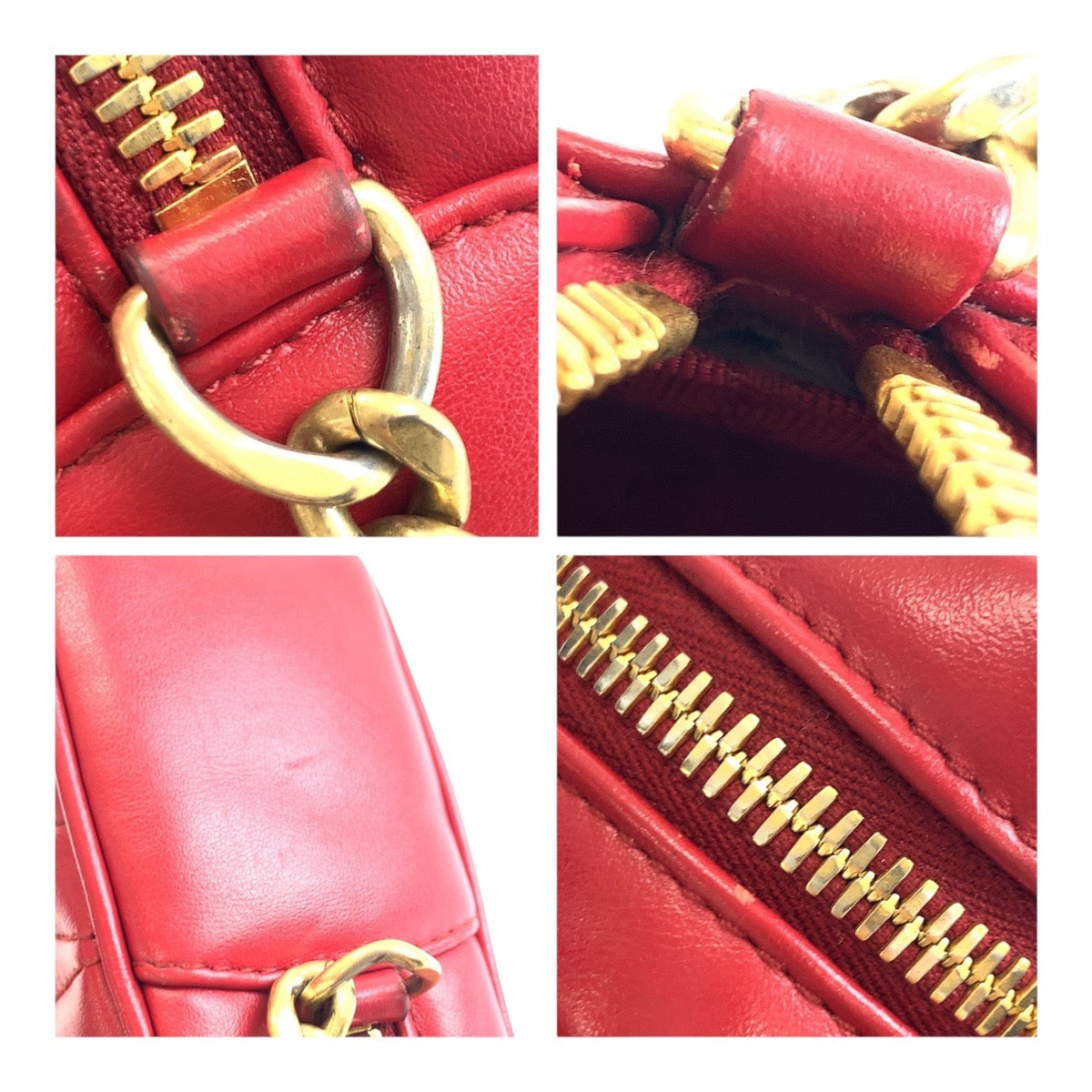 19480
PRADA プラダ ダイアグラム ロゴ レッド ゴールド金具 レザー 1BH084 ショルダーバッグ ポシェット  レディース A89