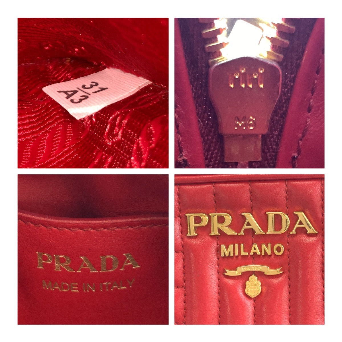 19480
PRADA プラダ ダイアグラム ロゴ レッド ゴールド金具 レザー 1BH084 ショルダーバッグ ポシェット  レディース A89