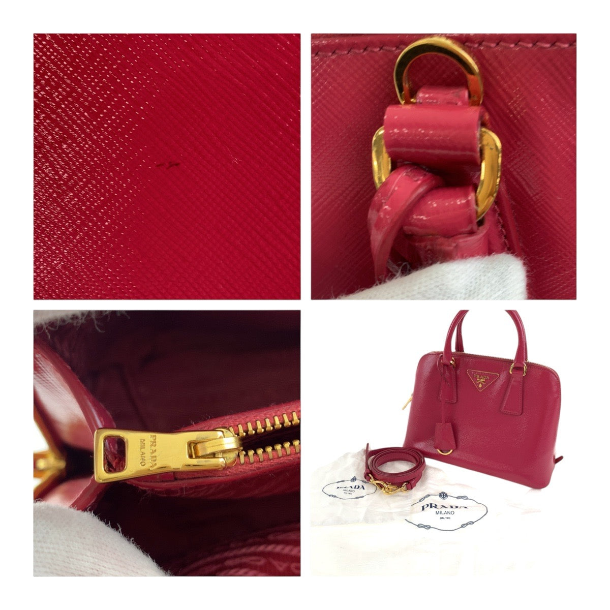 19481
PRADA プラダ サフィアーノ 三角ロゴプレート ピンク ゴールド金具 レザー BL0838 ショルダーバッグ ハンドバッグ 2way  レディース A89