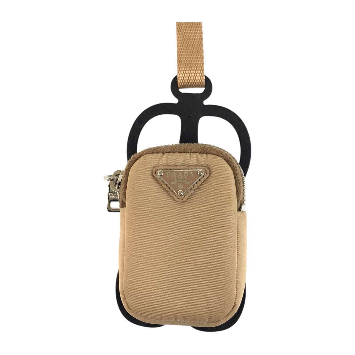 19482
PRADA プラダ テスート 三角ロゴプレート 男女兼用 ベージュ シルバー金具 ナイロン / ゴム 携帯・スマホアクセサリー スマホケース iPhoneケース スマートフォンホルダー レディース AB41