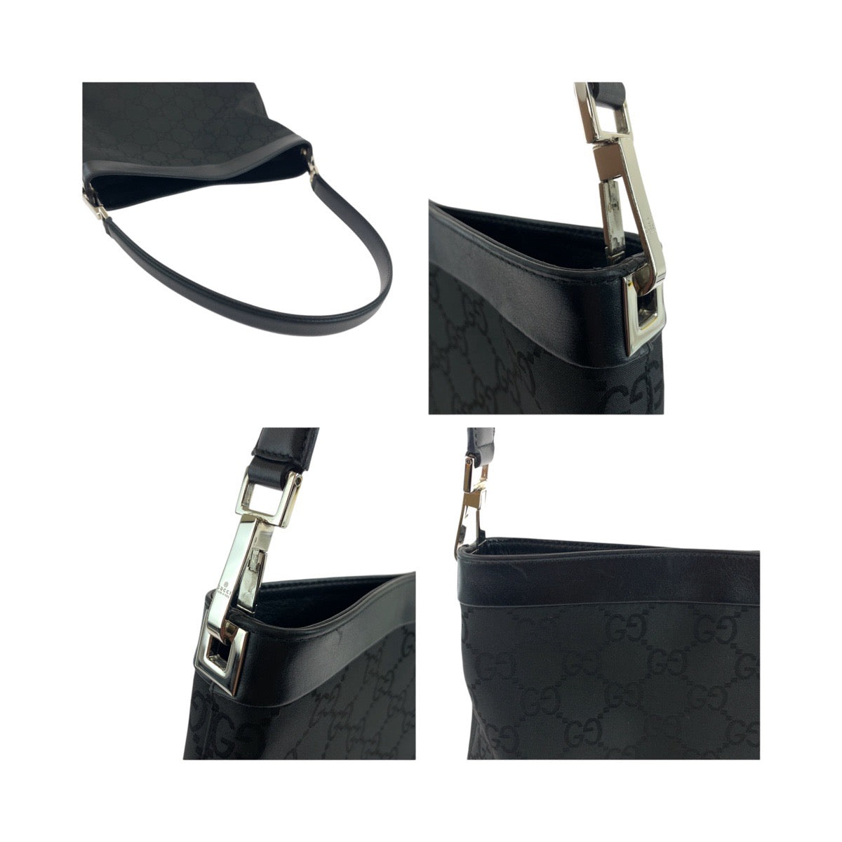 19484
GUCCI グッチ ブラック 黒 シルバー金具 ナイロン 148754 ショルダーバッグ 肩掛け レディース A48