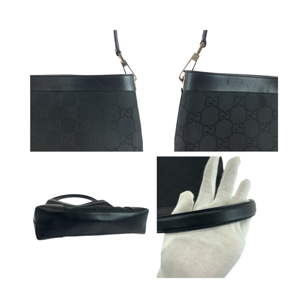 19484
GUCCI グッチ ブラック 黒 シルバー金具 ナイロン 148754 ショルダーバッグ 肩掛け レディース A48
