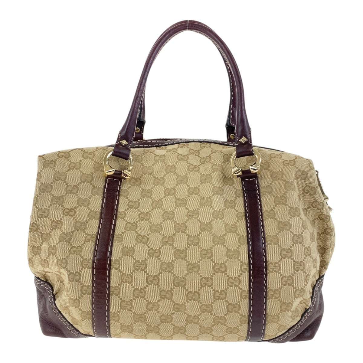 19485
GUCCI グッチ ベージュ ブラウン ゴールド金具 GGキャンバス / レザー 189892 ハンドバッグ ミニボストン レディース A50