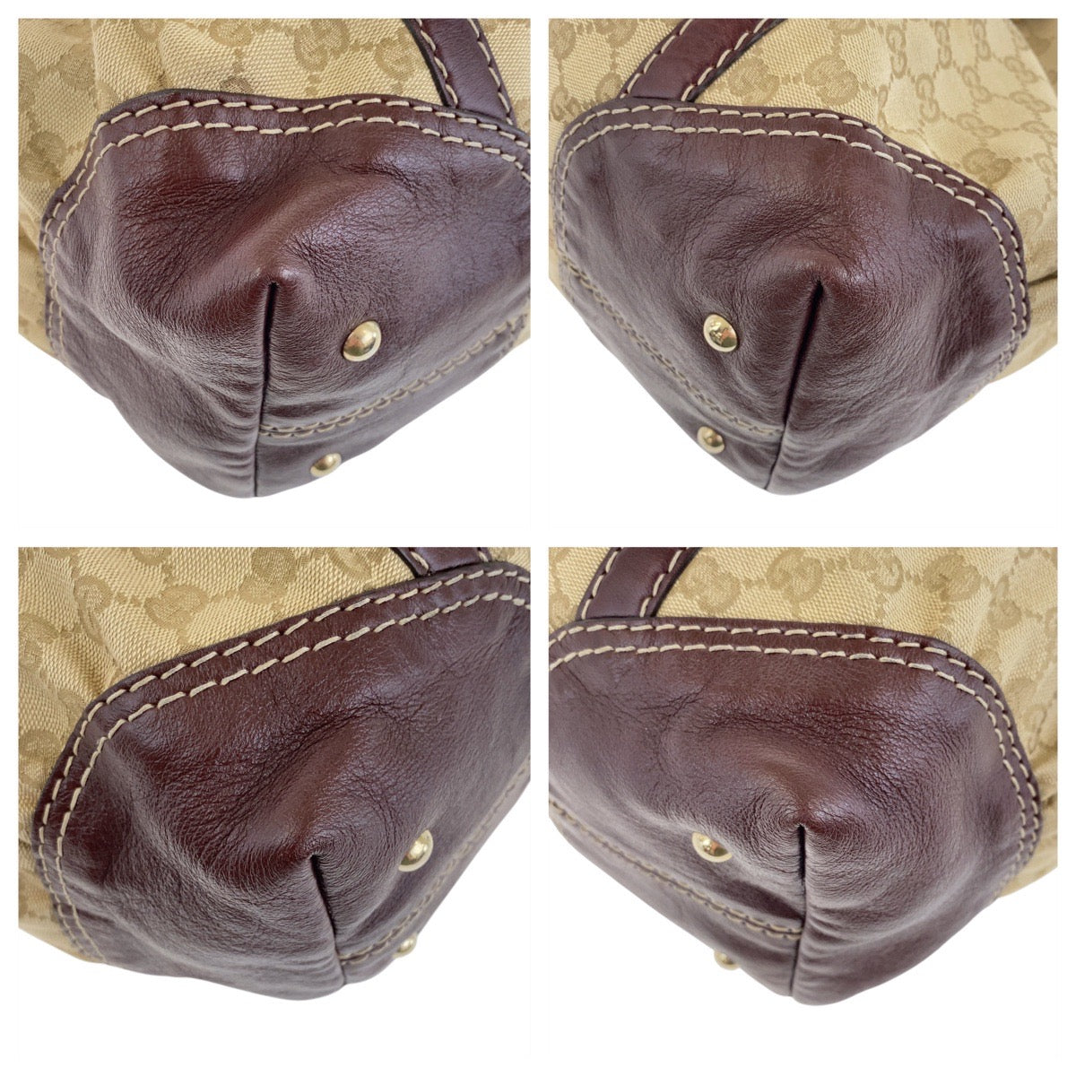 19485
GUCCI グッチ ベージュ ブラウン ゴールド金具 GGキャンバス / レザー 189892 ハンドバッグ ミニボストン レディース A50