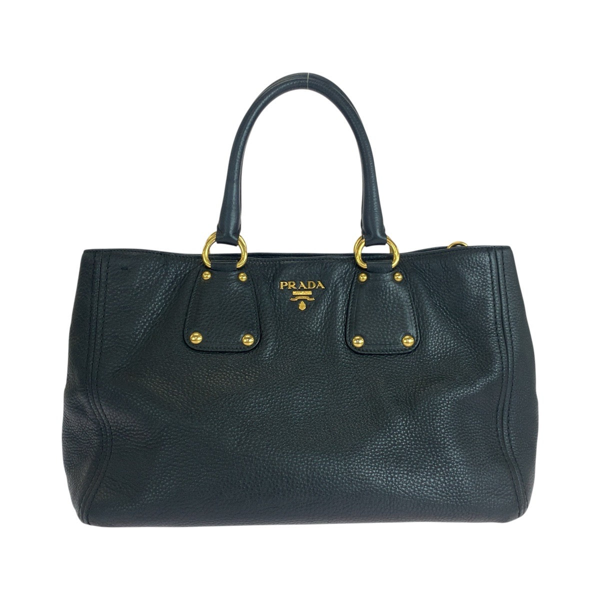 19488
PRADA プラダ ヴィッテロダイノ ブラック 黒 ゴールド金具 レザー 208 トートバッグ ショルダーバッグ レディース A69