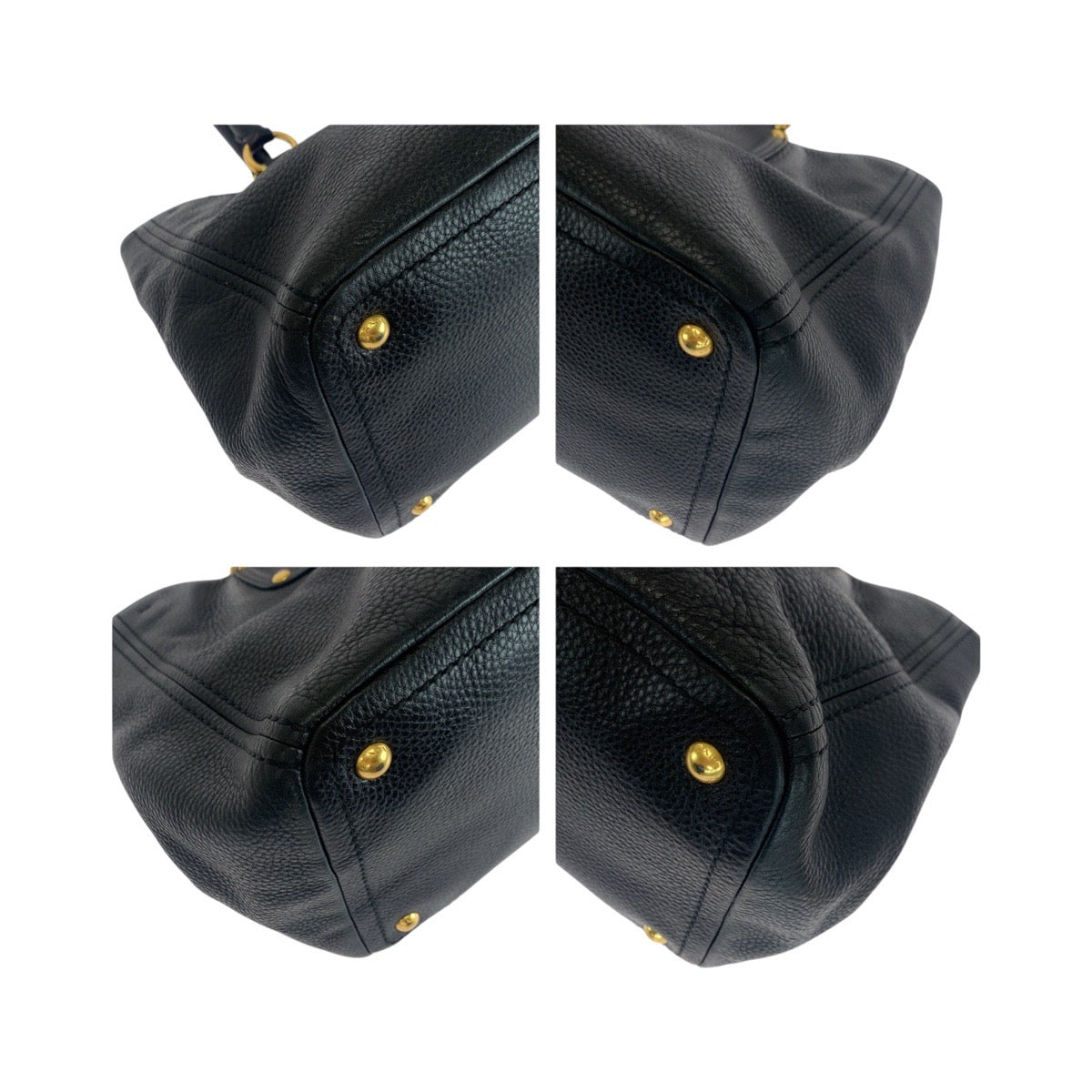 19488
PRADA プラダ ヴィッテロダイノ ブラック 黒 ゴールド金具 レザー 208 トートバッグ ショルダーバッグ レディース A69