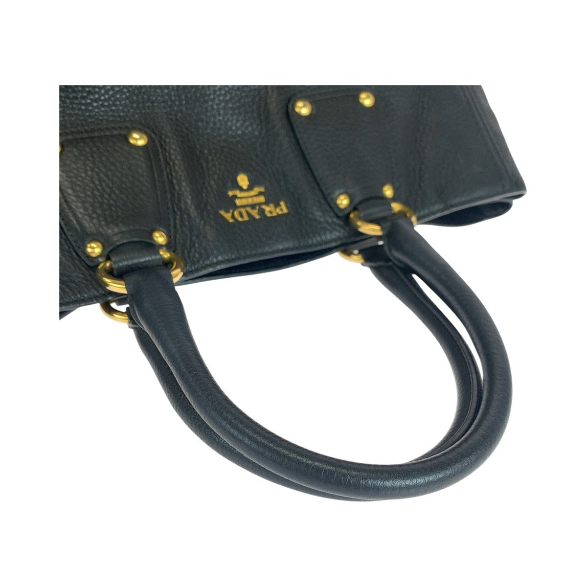 19488
PRADA プラダ ヴィッテロダイノ ブラック 黒 ゴールド金具 レザー 208 トートバッグ ショルダーバッグ レディース A69