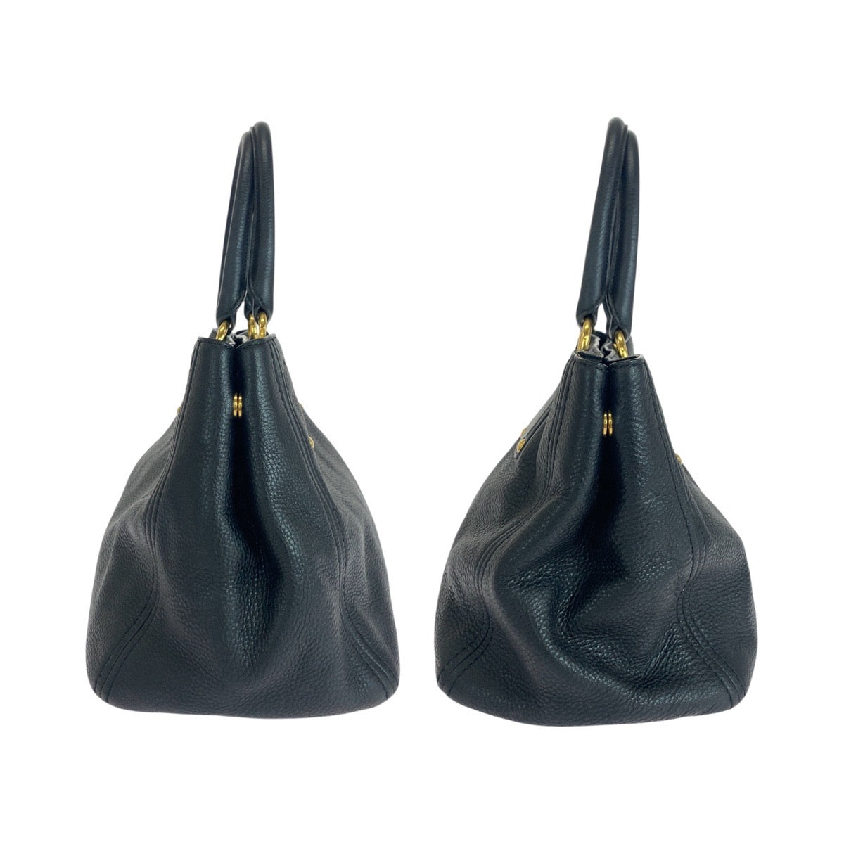 19488
PRADA プラダ ヴィッテロダイノ ブラック 黒 ゴールド金具 レザー 208 トートバッグ ショルダーバッグ レディース A69