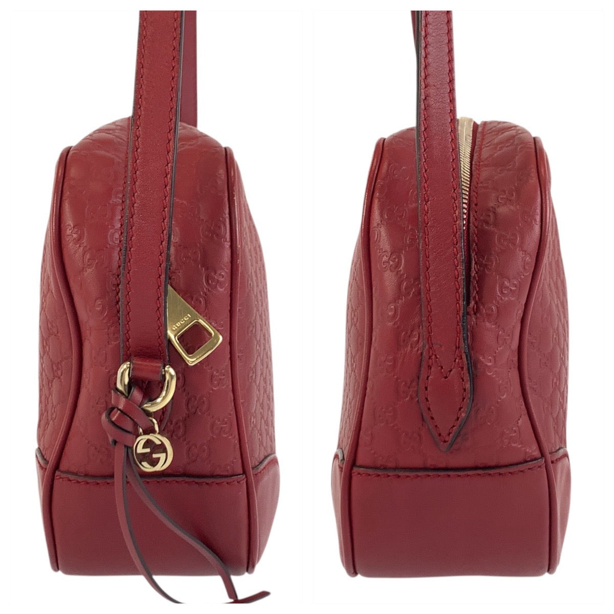 19489
GUCCI グッチ マイクログッチシマ レッド ゴールド金具 レザー 449413 ショルダーバッグ ポシェット レディース A64