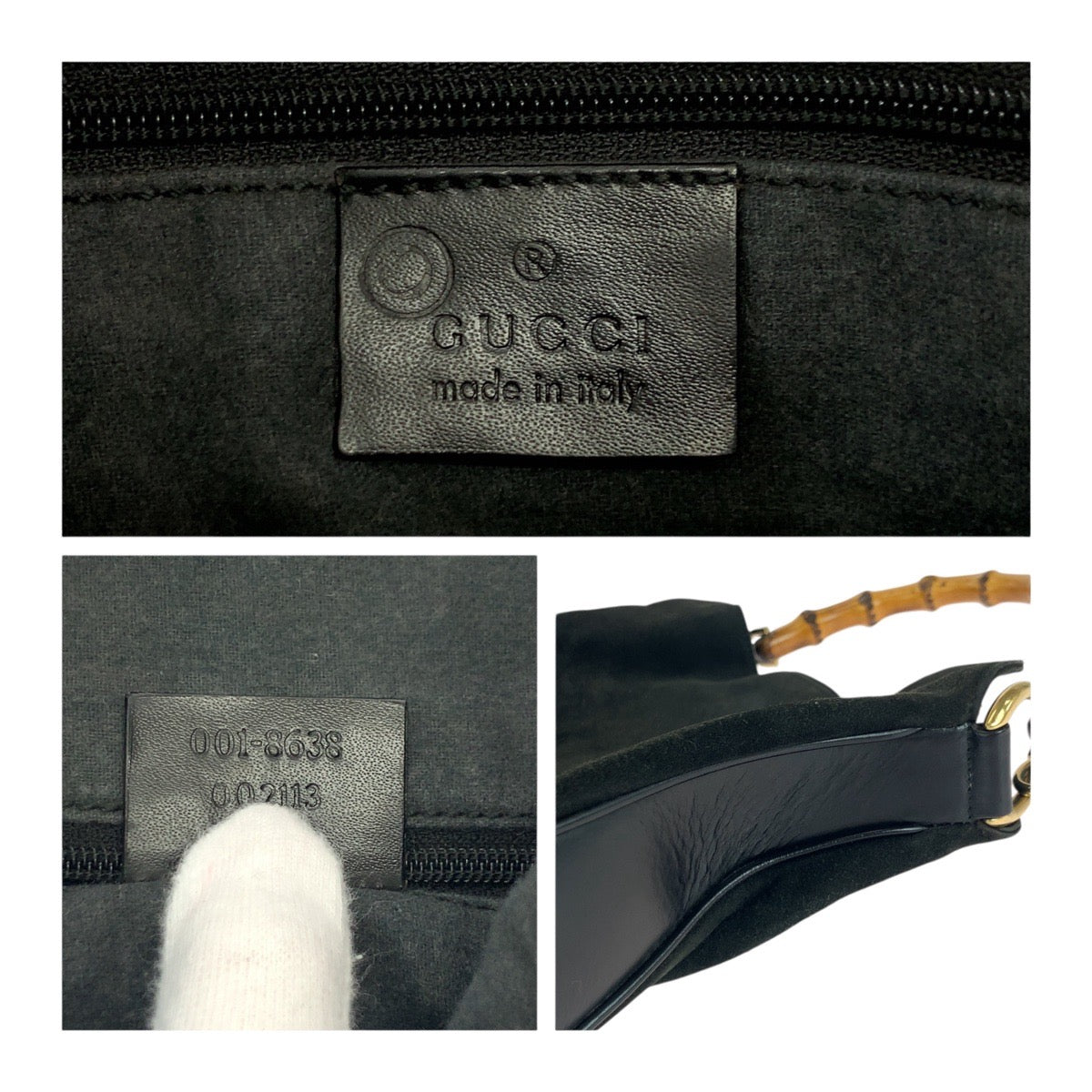 19490
GUCCI グッチ バンブー ブラック 黒 ブラウン ゴールド金具 スウェード 001 3638 ショルダーバッグ 肩掛け  レディース AB20