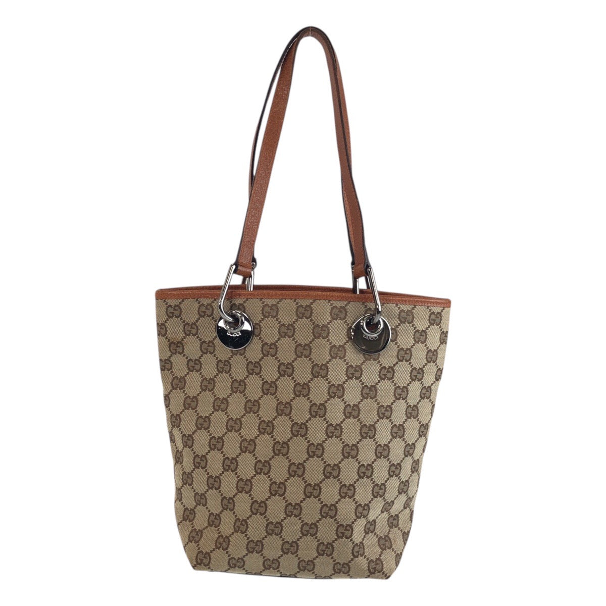 19491
GUCCI グッチ ベージュ ブラウン シルバー金具 GGキャンバス / レザー 120840 トートバッグ ショルダーバッグ レディース ABP34