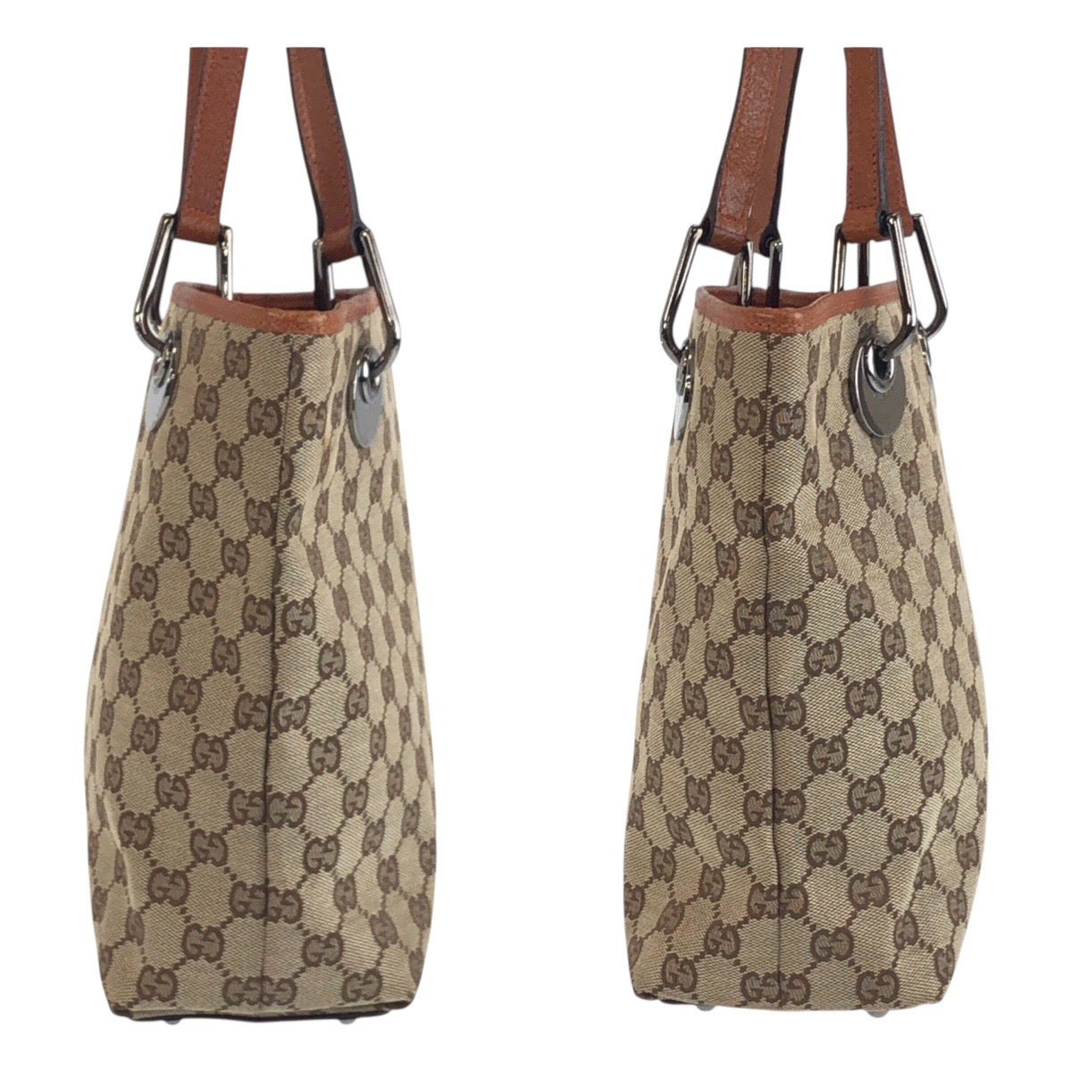 19491
GUCCI グッチ ベージュ ブラウン シルバー金具 GGキャンバス / レザー 120840 トートバッグ ショルダーバッグ レディース ABP34