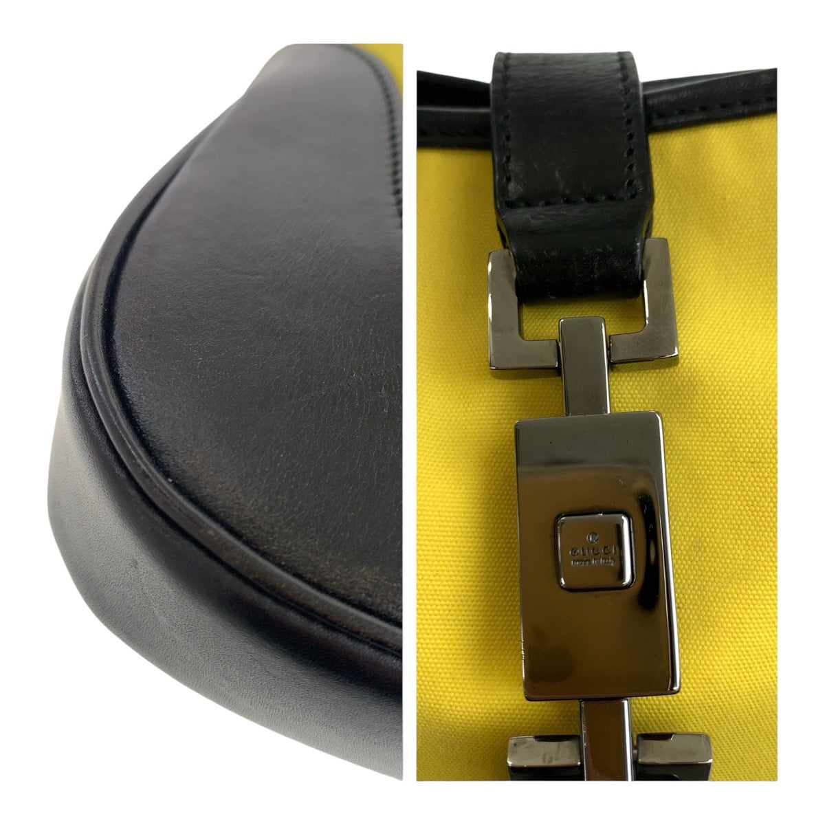 19492
GUCCI グッチ ジャッキー イエロー ブラック シルバー金具 キャンバス 001 3306 ショルダーバッグ 肩掛け  レディース ABP48