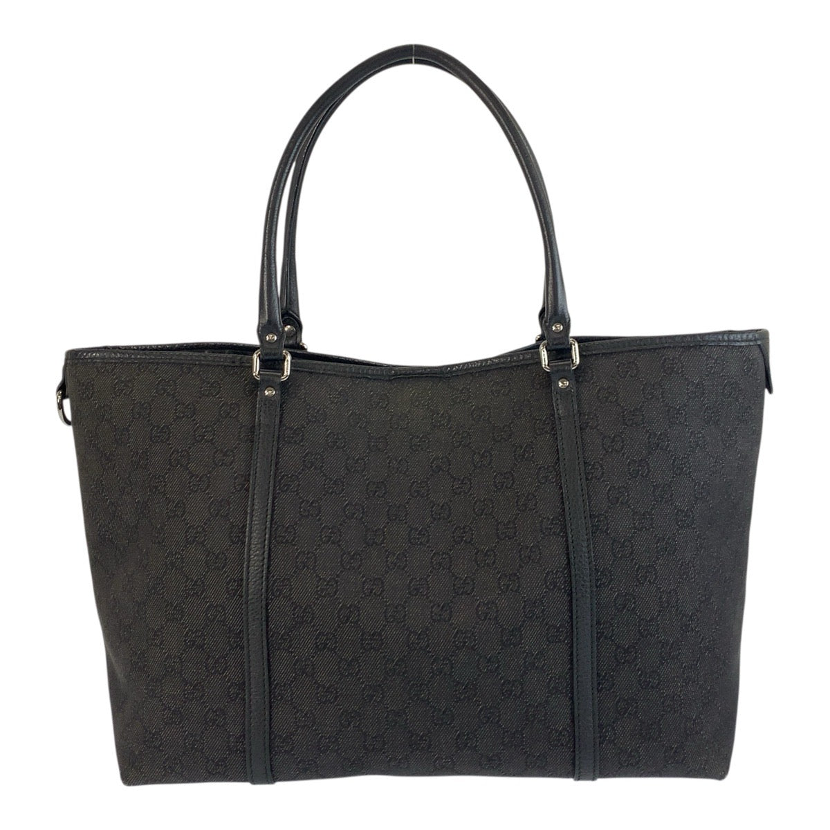 19494
GUCCI グッチ ブラック 黒 シルバー金具 GGキャンバス / レザー 265696 トートバッグ ショルダーバッグ レディース AB34