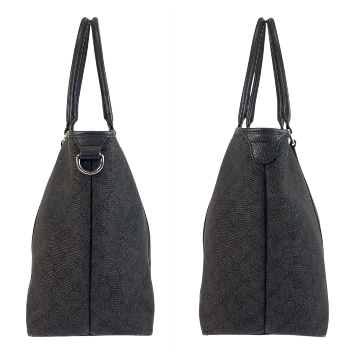 19494
GUCCI グッチ ブラック 黒 シルバー金具 GGキャンバス / レザー 265696 トートバッグ ショルダーバッグ レディース AB34