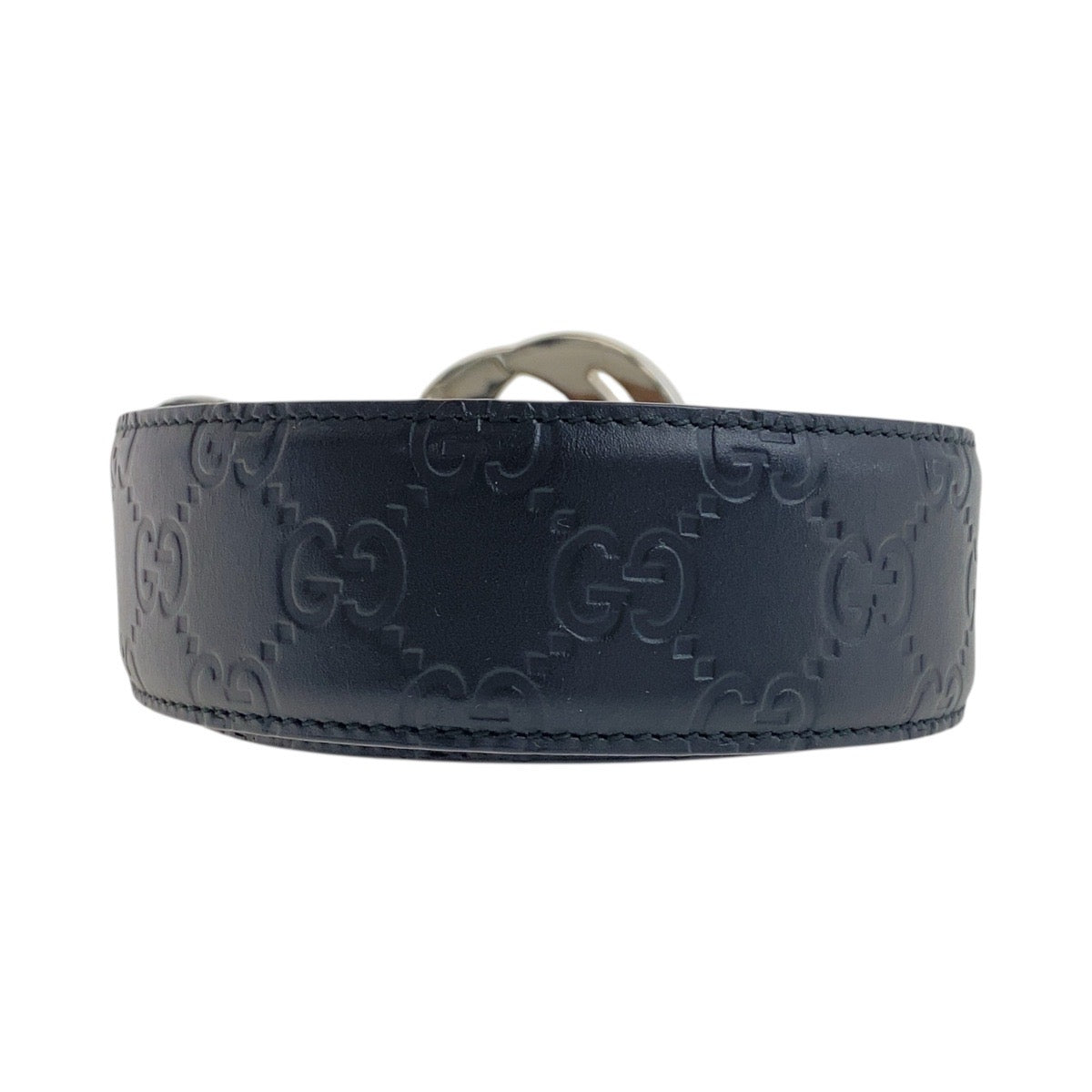 19498
GUCCI グッチ グッチシマ インターロッキング 90cm/36インチ ブラック 黒 シルバー金具 レザー 411924 ベルト  メンズ AB17