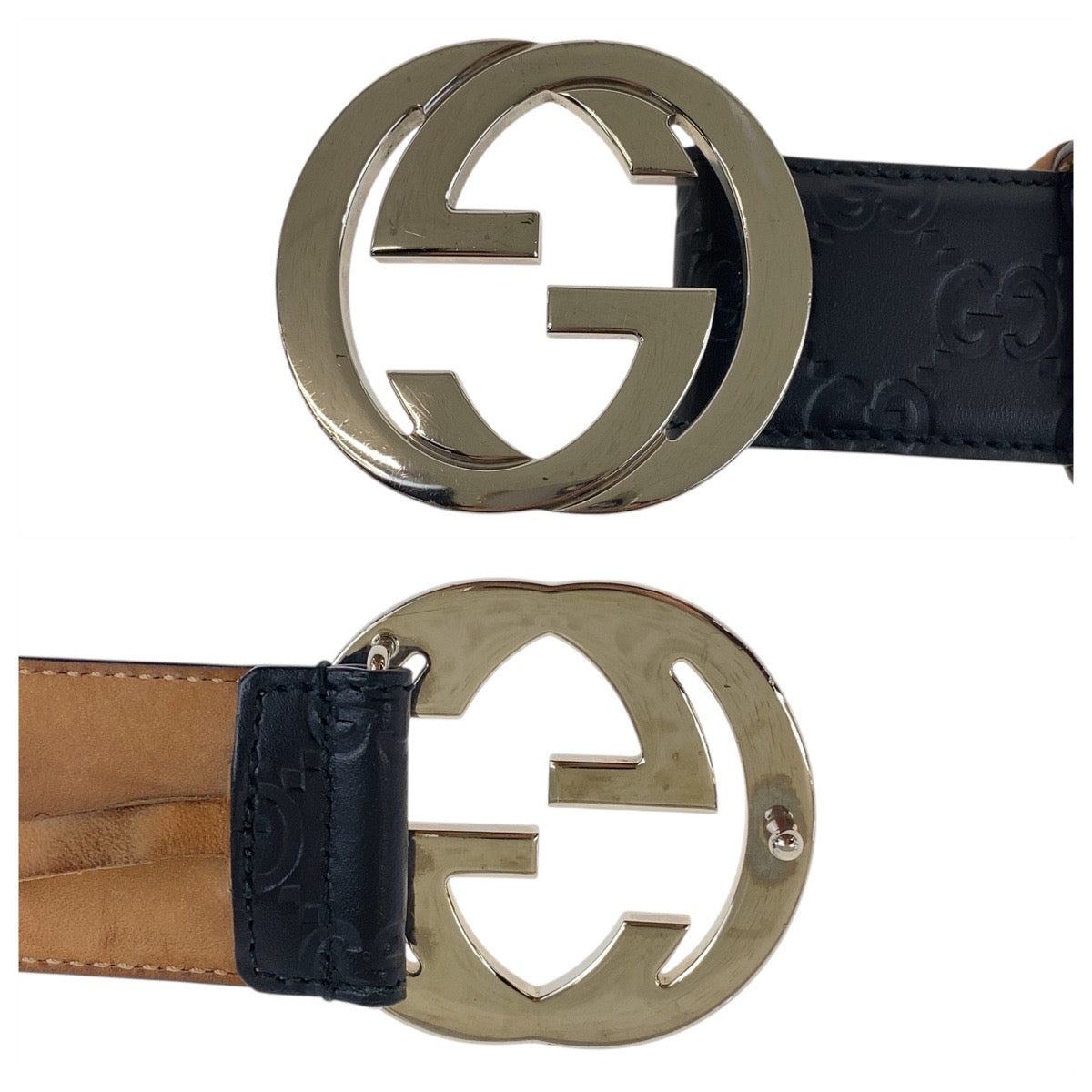 19498
GUCCI グッチ グッチシマ インターロッキング 90cm/36インチ ブラック 黒 シルバー金具 レザー 411924 ベルト  メンズ AB17