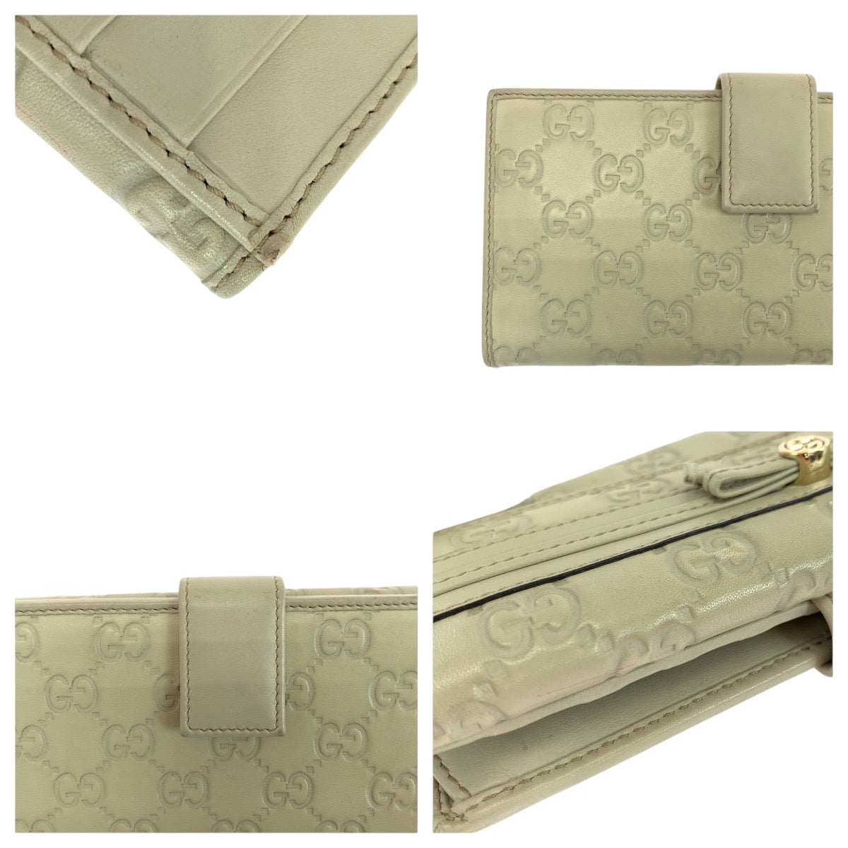 19499
GUCCI グッチ グッチシマ　メイフェア リボン アイボリー ゴールド金具 レザー 256933 長財布 ロングウォレット  レディース AB10