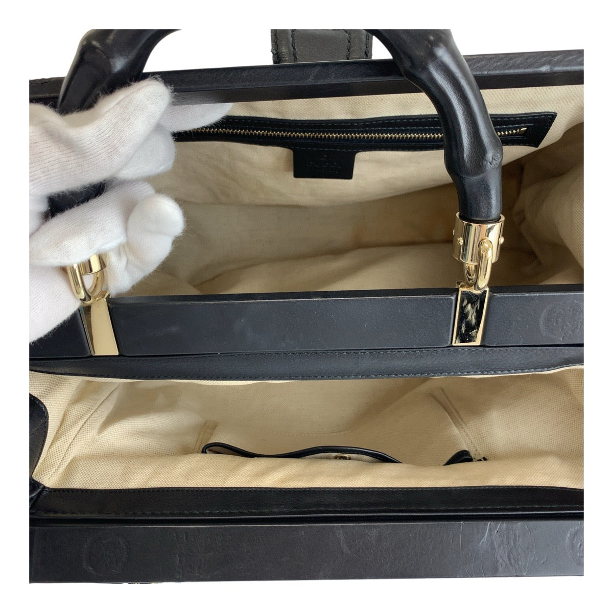 19500
GUCCI グッチ バンブー ブラック 黒 ゴールド金具 レザー 296860 ハンドバッグ レディース ABP55