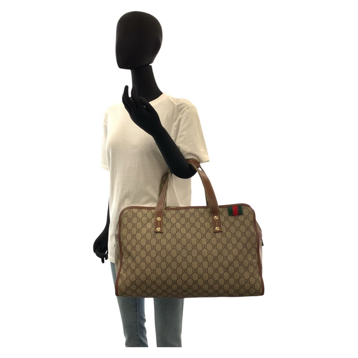 19501
GUCCI グッチ シェリーライン ベージュ ゴールド金具 GGスプリームキャンバス / レザー 211133 ボストンバッグ ハンドバッグ レディース ABP55