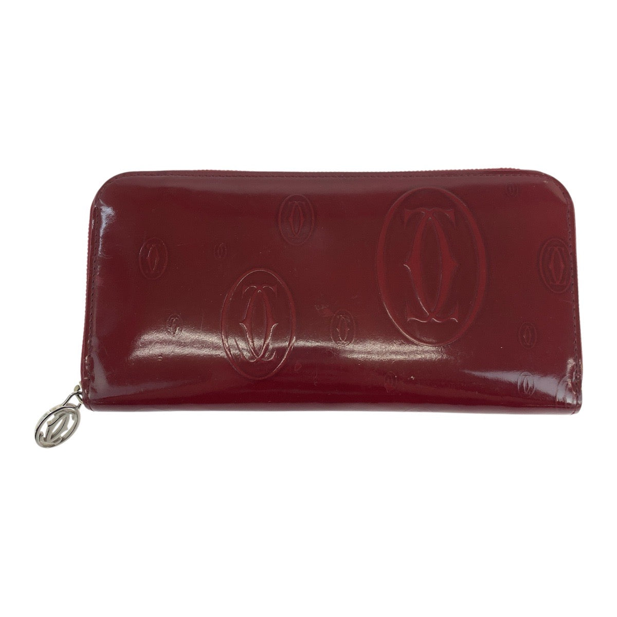 19503
CARTIER カルティエ ハッピーバースデー ボルドー シルバー金具 パテントレザー 長財布 ラウンドファスナー  レディース ABP13