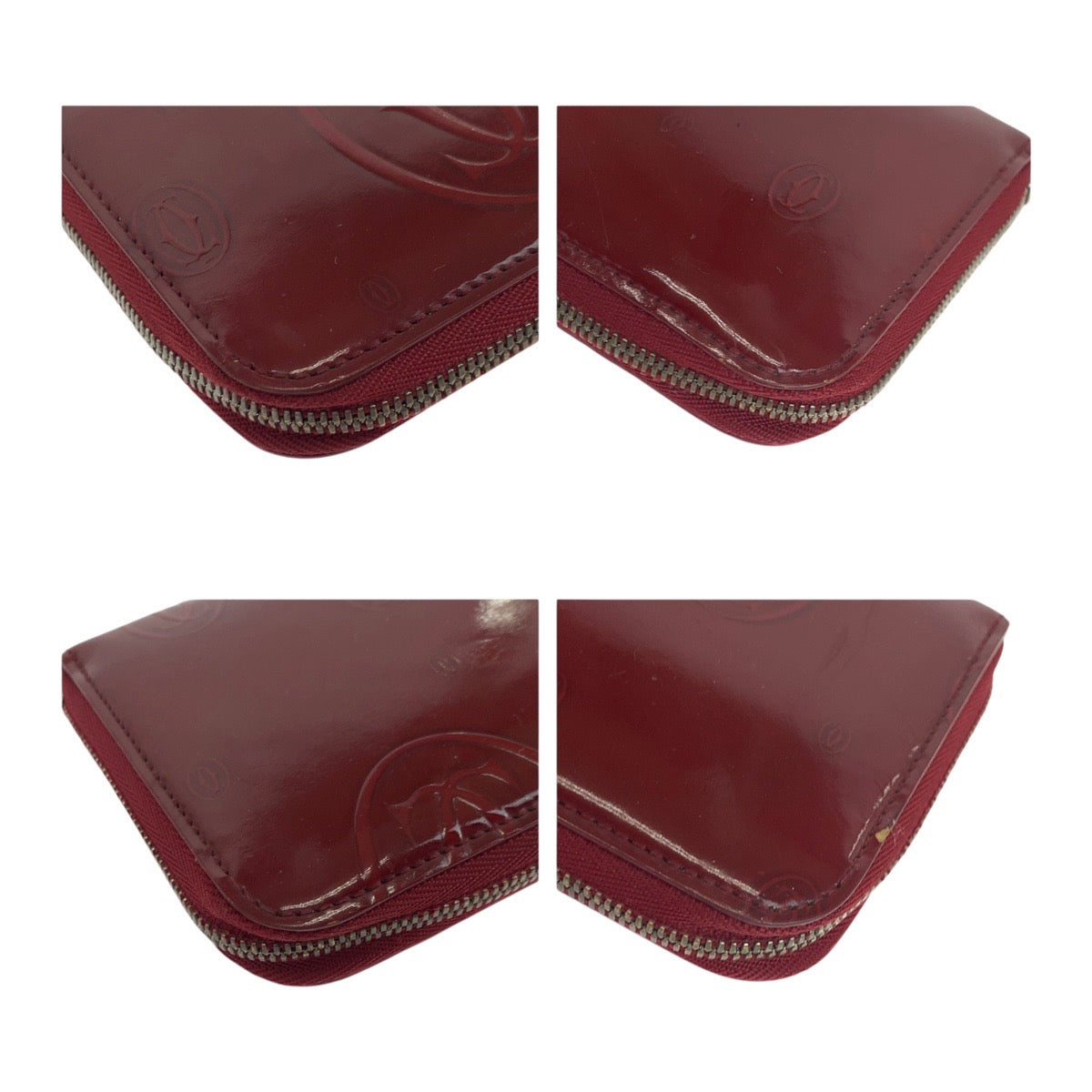 19503
CARTIER カルティエ ハッピーバースデー ボルドー シルバー金具 パテントレザー 長財布 ラウンドファスナー  レディース ABP13