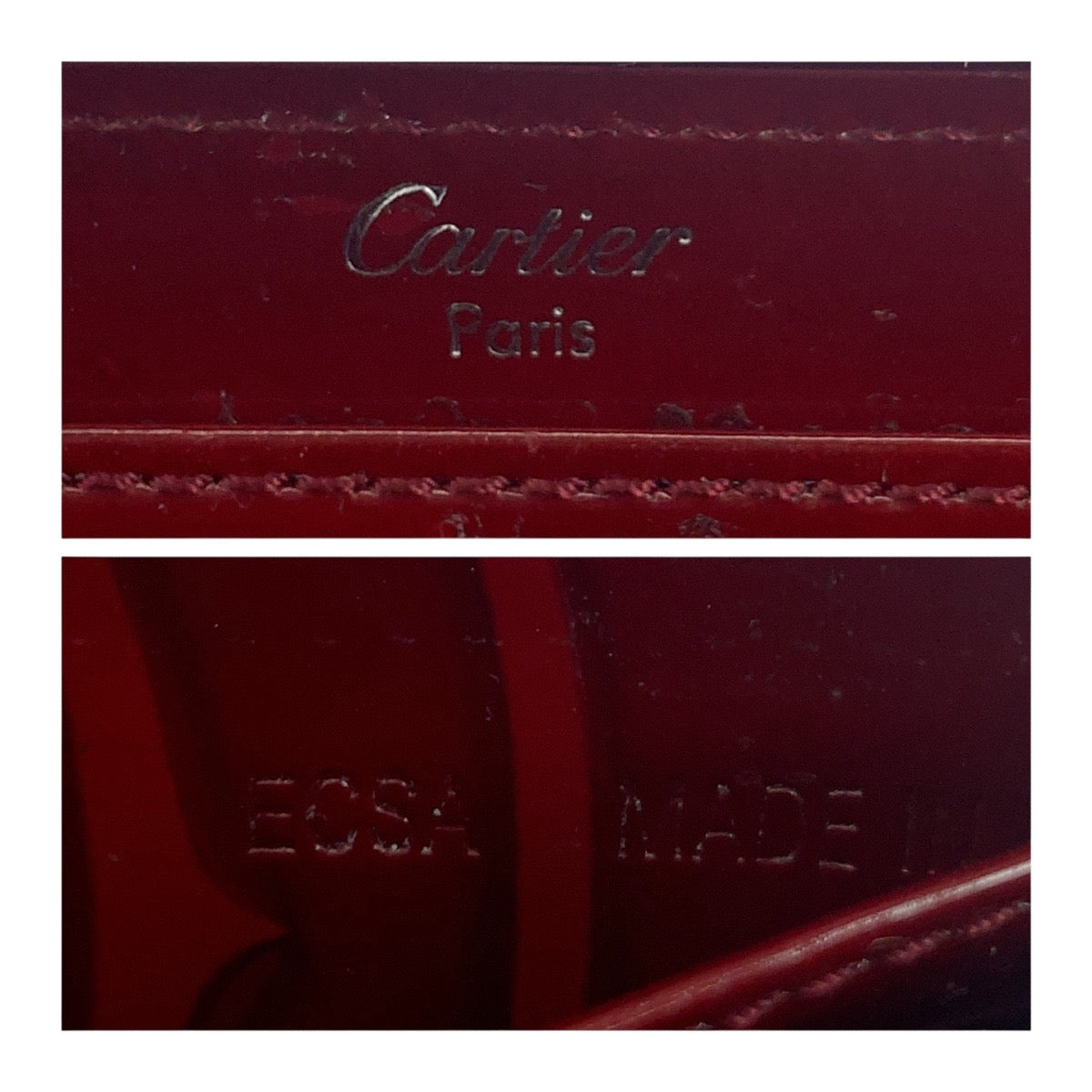 19503
CARTIER カルティエ ハッピーバースデー ボルドー シルバー金具 パテントレザー 長財布 ラウンドファスナー  レディース ABP13