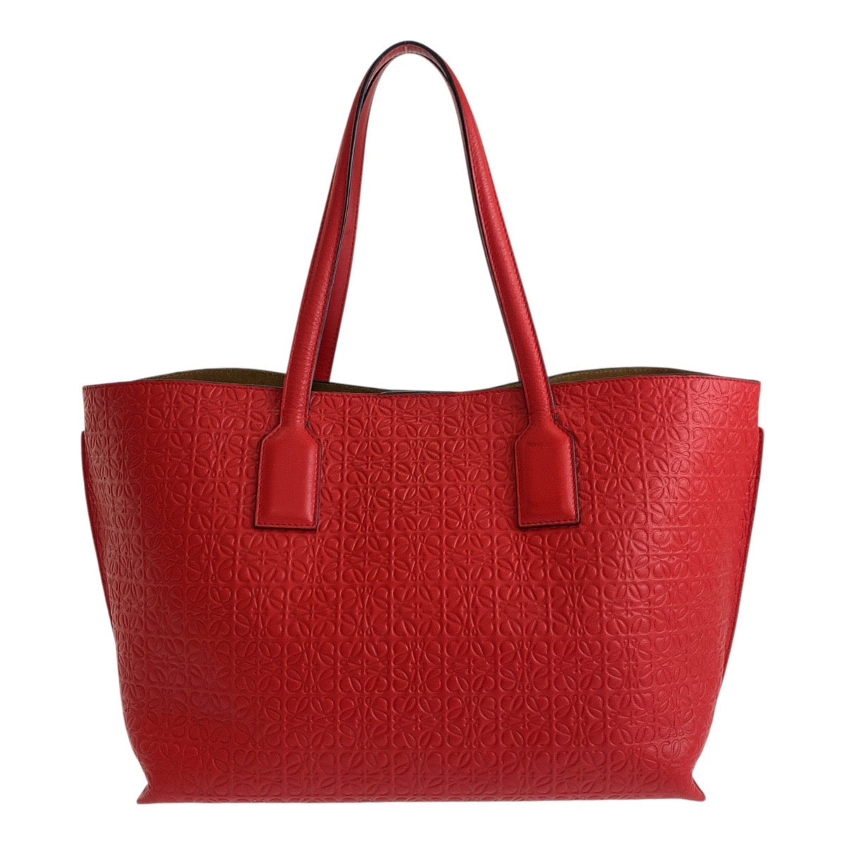 19513
LOEWE ロエベ リピートアナグラム レッド レザー トートバッグ ショルダーバッグ レディース A62