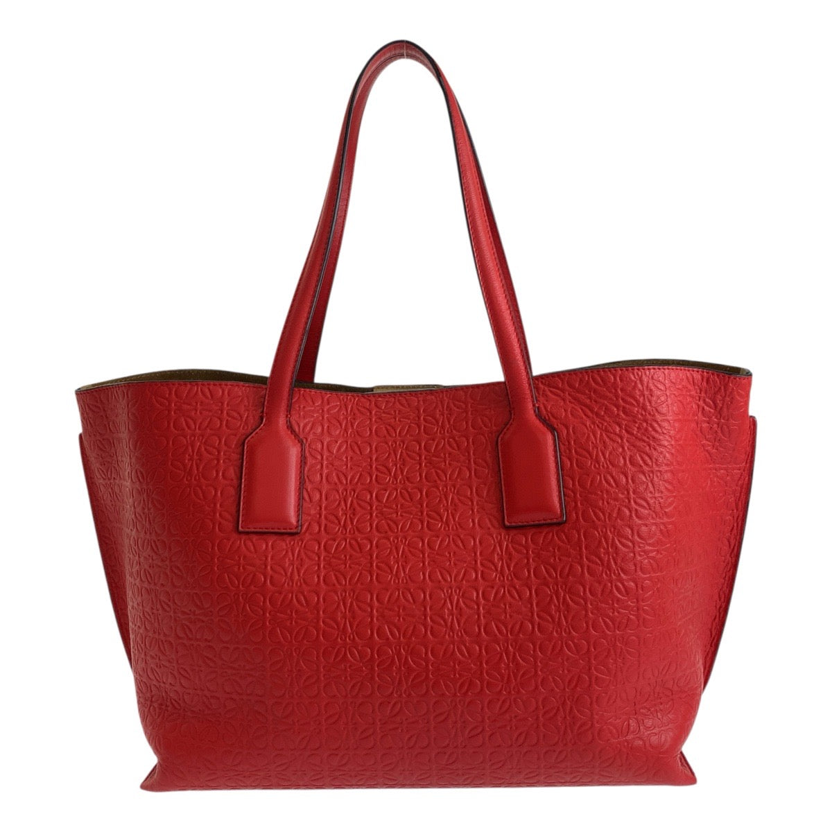 19513
LOEWE ロエベ リピートアナグラム レッド レザー トートバッグ ショルダーバッグ レディース A62
