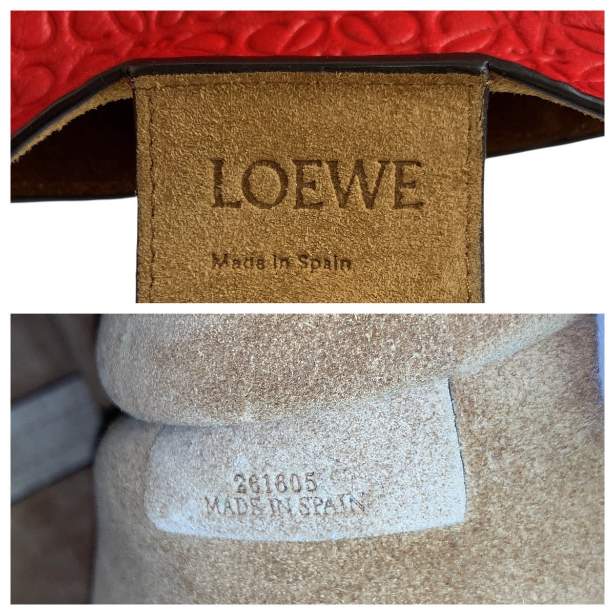 19513
LOEWE ロエベ リピートアナグラム レッド レザー トートバッグ ショルダーバッグ レディース A62