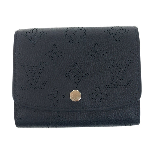 19515
LOUIS VUITTON ルイヴィトン モノグラム マヒナ ポルトフォイユ イリスXS ブラック 黒 シルバー金具 レザー M67498 折財布 コンパクトウォレット  レディース A50