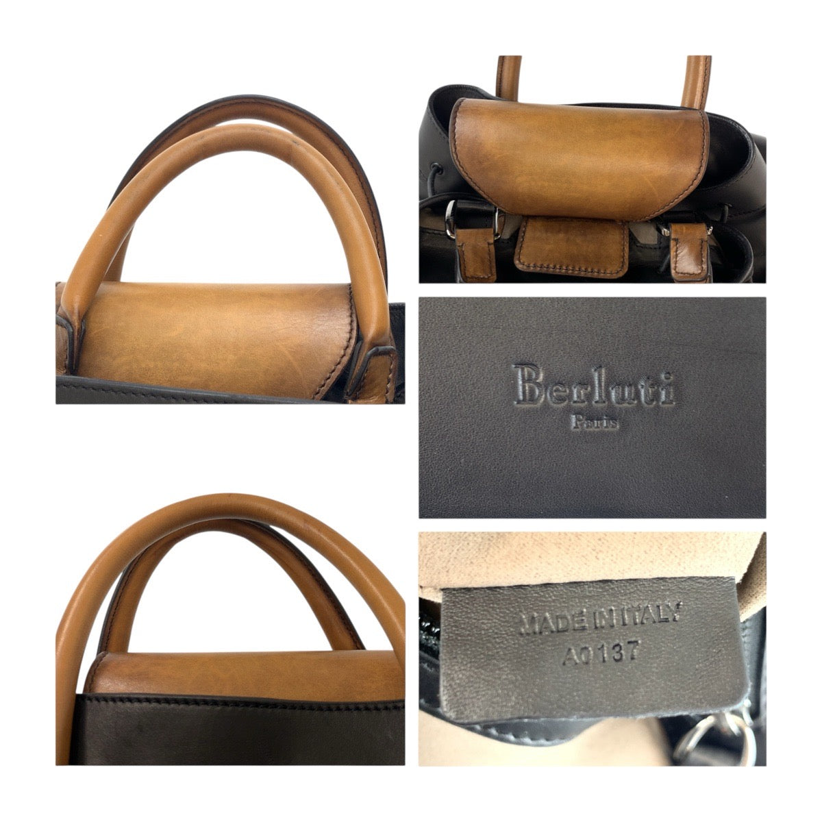 19517
Berluti ベルルッティ ホライゾン ブラック 黒 シルバー金具 レザー バックパック リュック  メンズ AB159