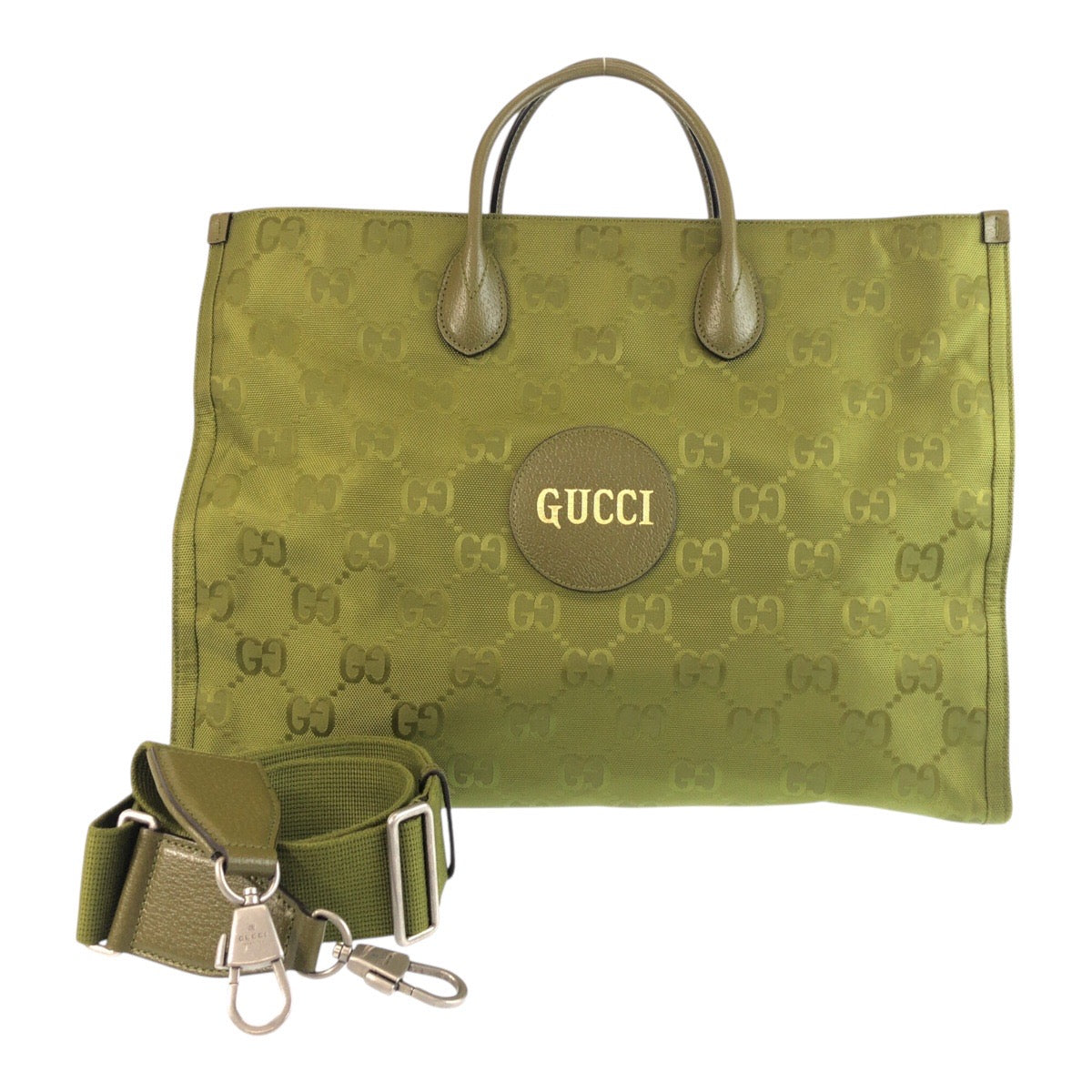 19519
GUCCI グッチ オフザグリット グリーン シルバー金具 ナイロン / レザー 696042 トートバッグ ビジネスバッグ 2WAY  メンズ A11