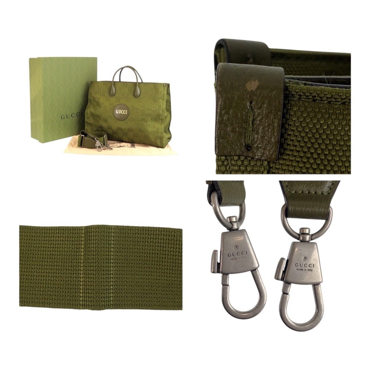 19519
GUCCI グッチ オフザグリット グリーン シルバー金具 ナイロン / レザー 696042 トートバッグ ビジネスバッグ 2WAY  メンズ A11