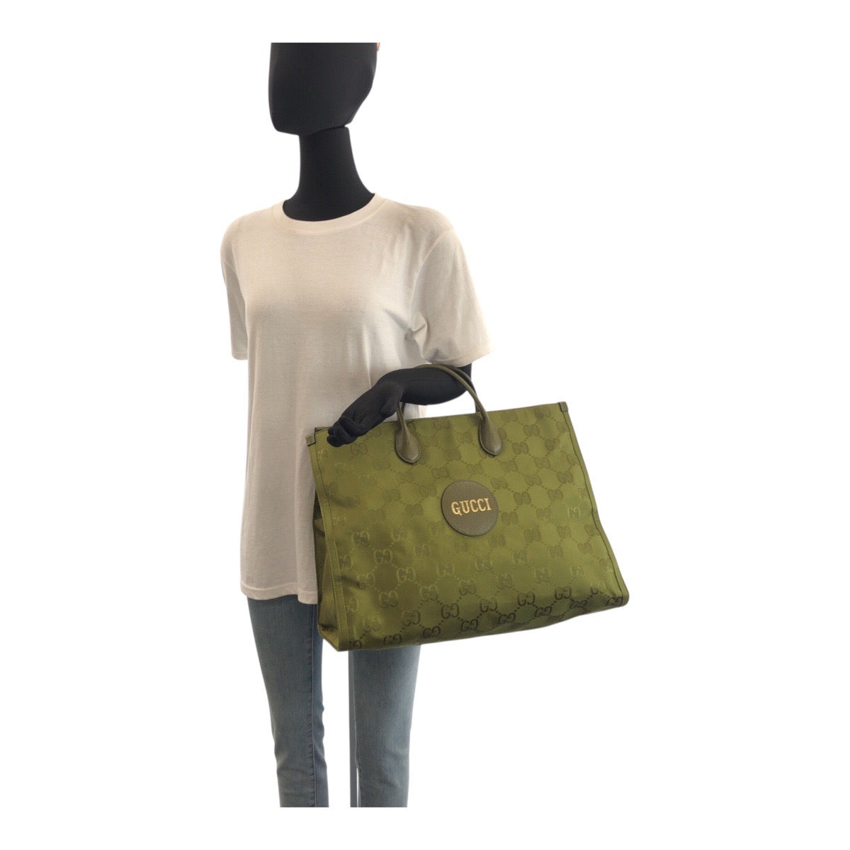 19519
GUCCI グッチ オフザグリット グリーン シルバー金具 ナイロン / レザー 696042 トートバッグ ビジネスバッグ 2WAY  メンズ A11