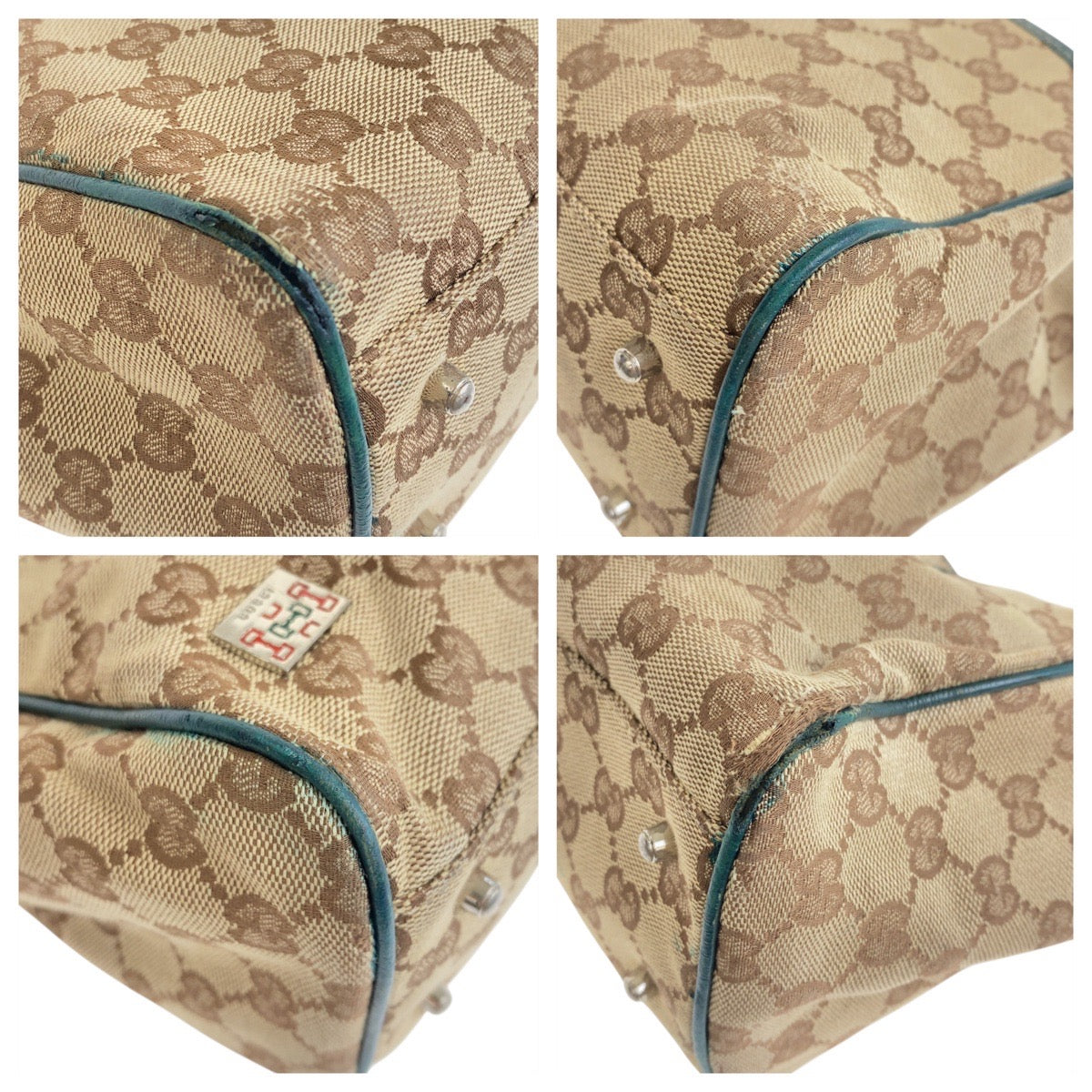 19520
GUCCI グッチ シェリーライン ベージュ グリーン シルバー金具 GGキャンバス / レザー 145810 トートバッグ ショルダーバッグ  レディース AB20