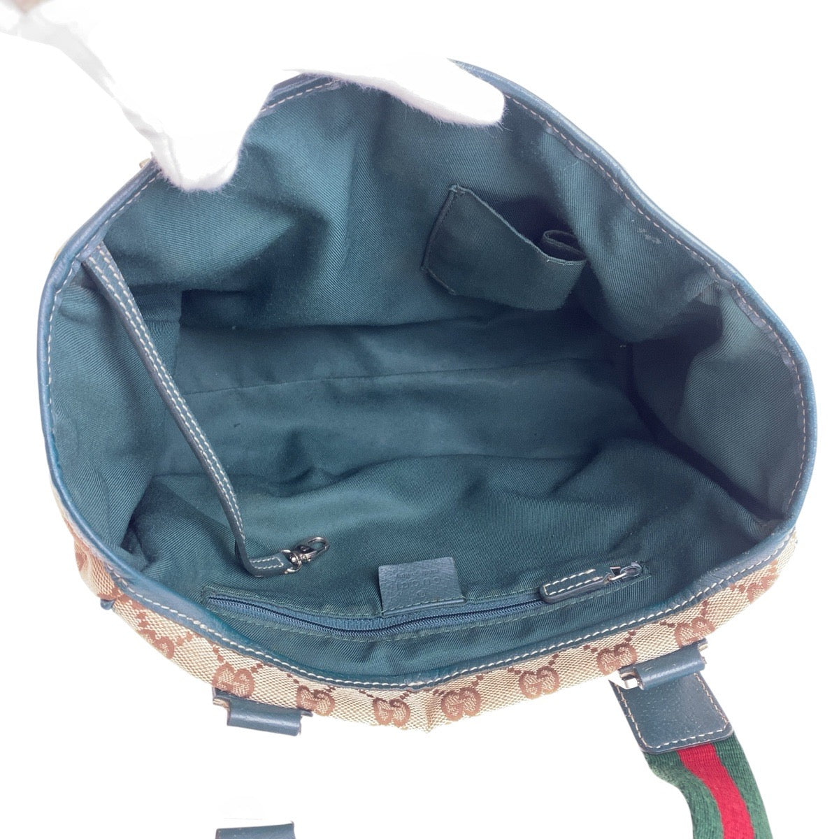 19520
GUCCI グッチ シェリーライン ベージュ グリーン シルバー金具 GGキャンバス / レザー 145810 トートバッグ ショルダーバッグ  レディース AB20