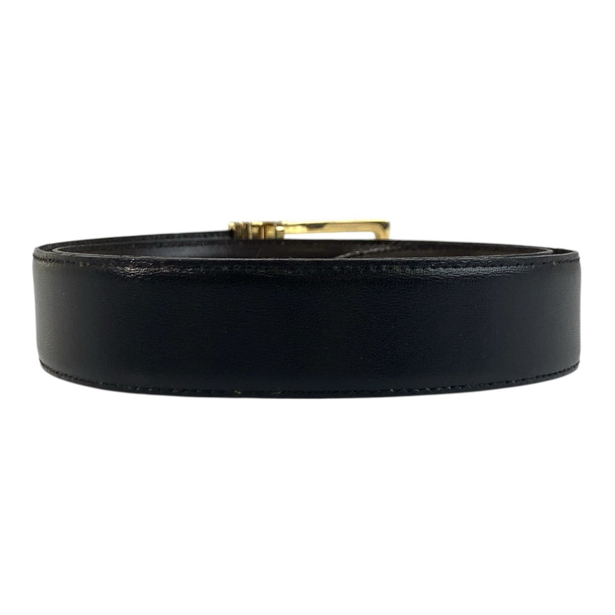 19523
CELINE Vintage Carriage Clasp 74cm Black Leather Belt with Gold Hardware Buckle for Women ABP15