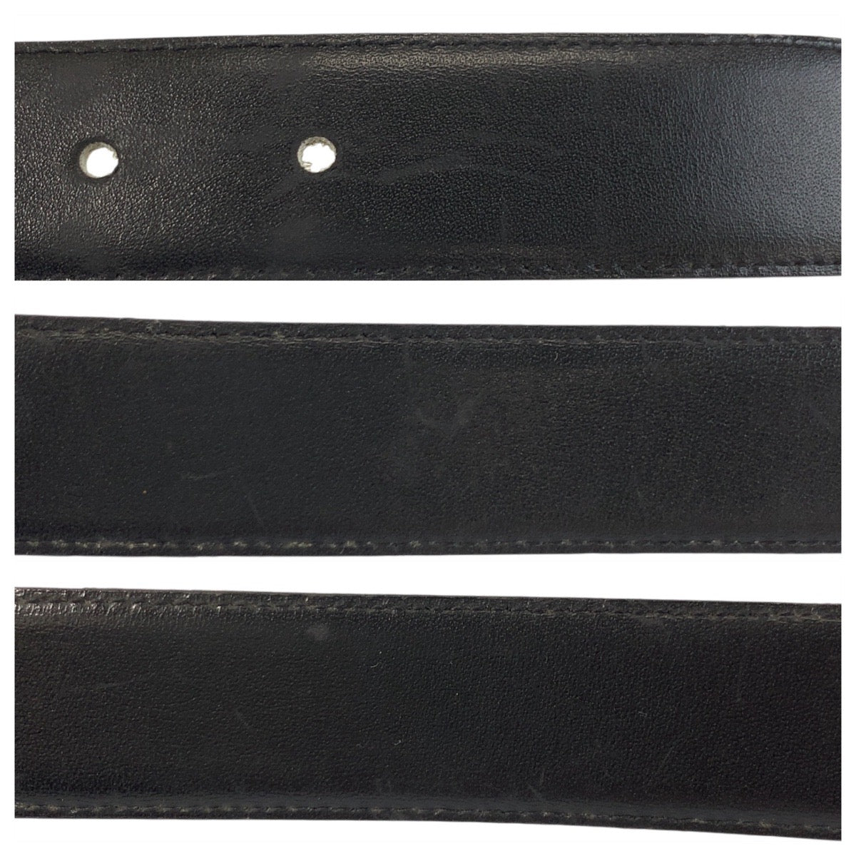 19523
CELINE Vintage Carriage Clasp 74cm Black Leather Belt with Gold Hardware Buckle for Women ABP15